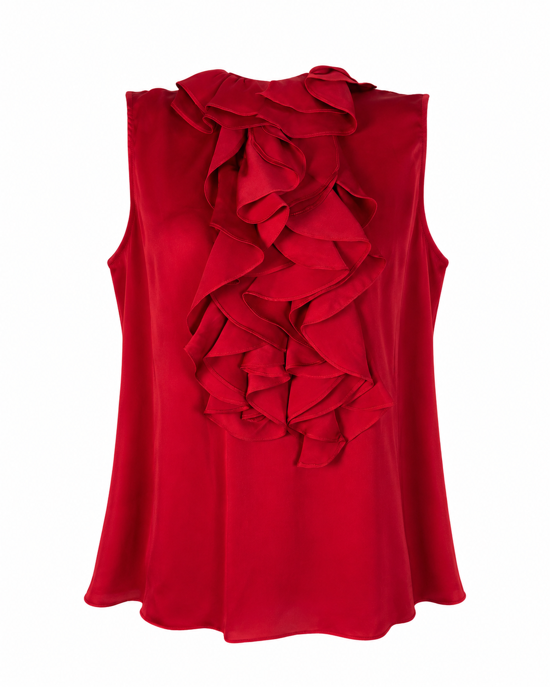 Ralph Lauren Silk Red Ruffle Blouse