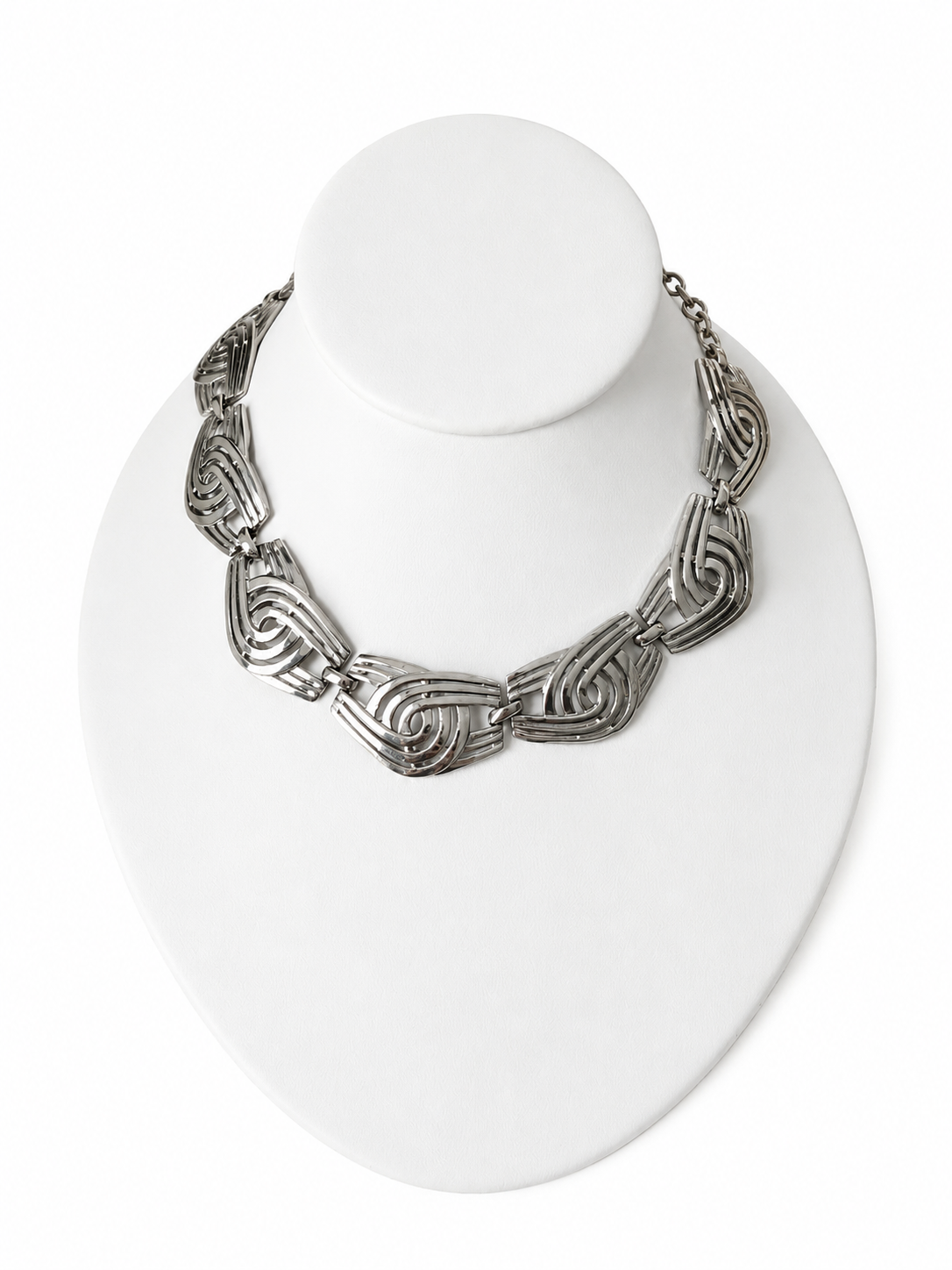 Vintage Modernist Silver Tone Necklace