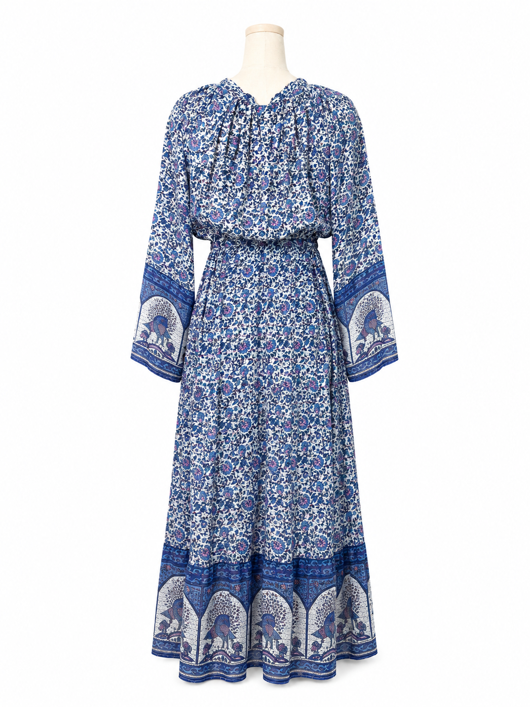 Vintage Sharmas Blue Floral Skirt & Top Set