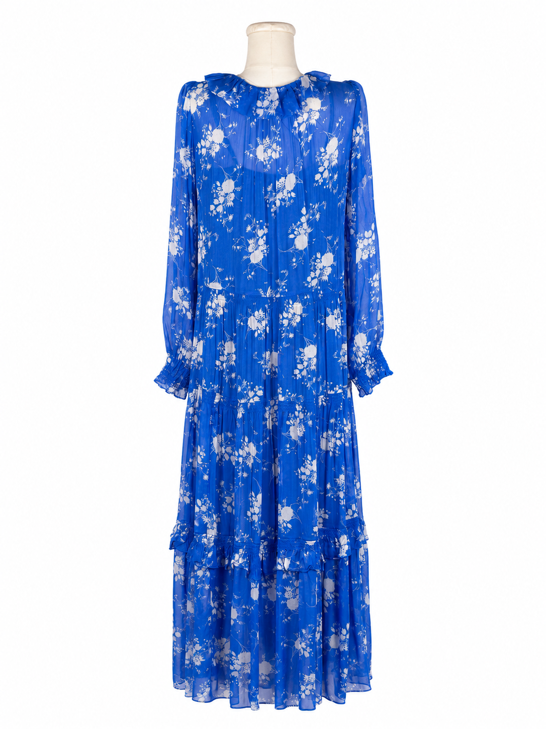 Anthropologie Marais Blue Floral Maxi Dress