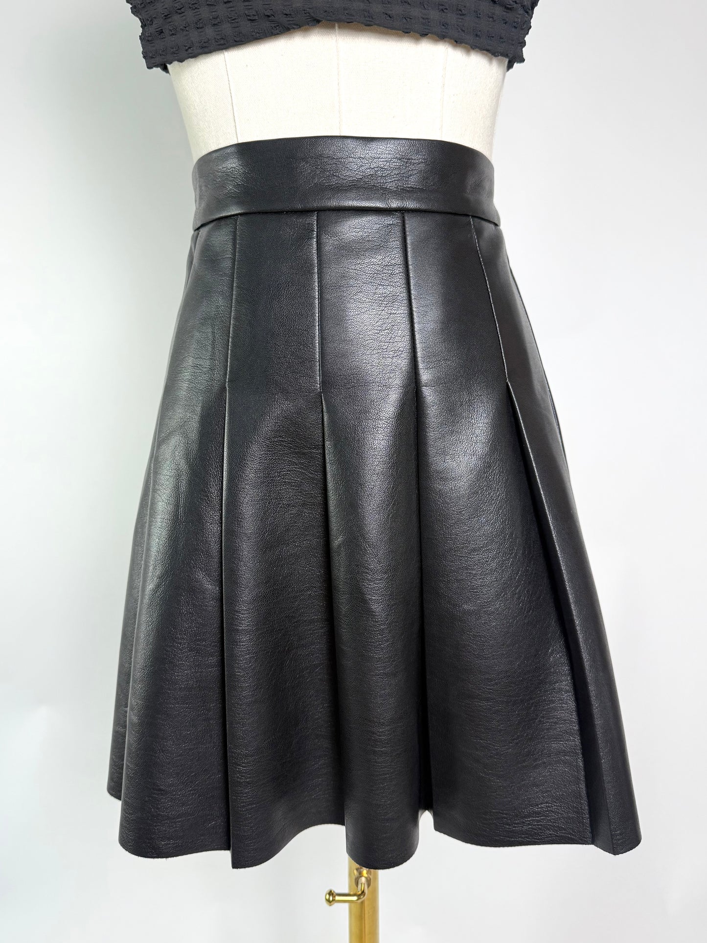 Faux Leather Pleated Mini Skirt