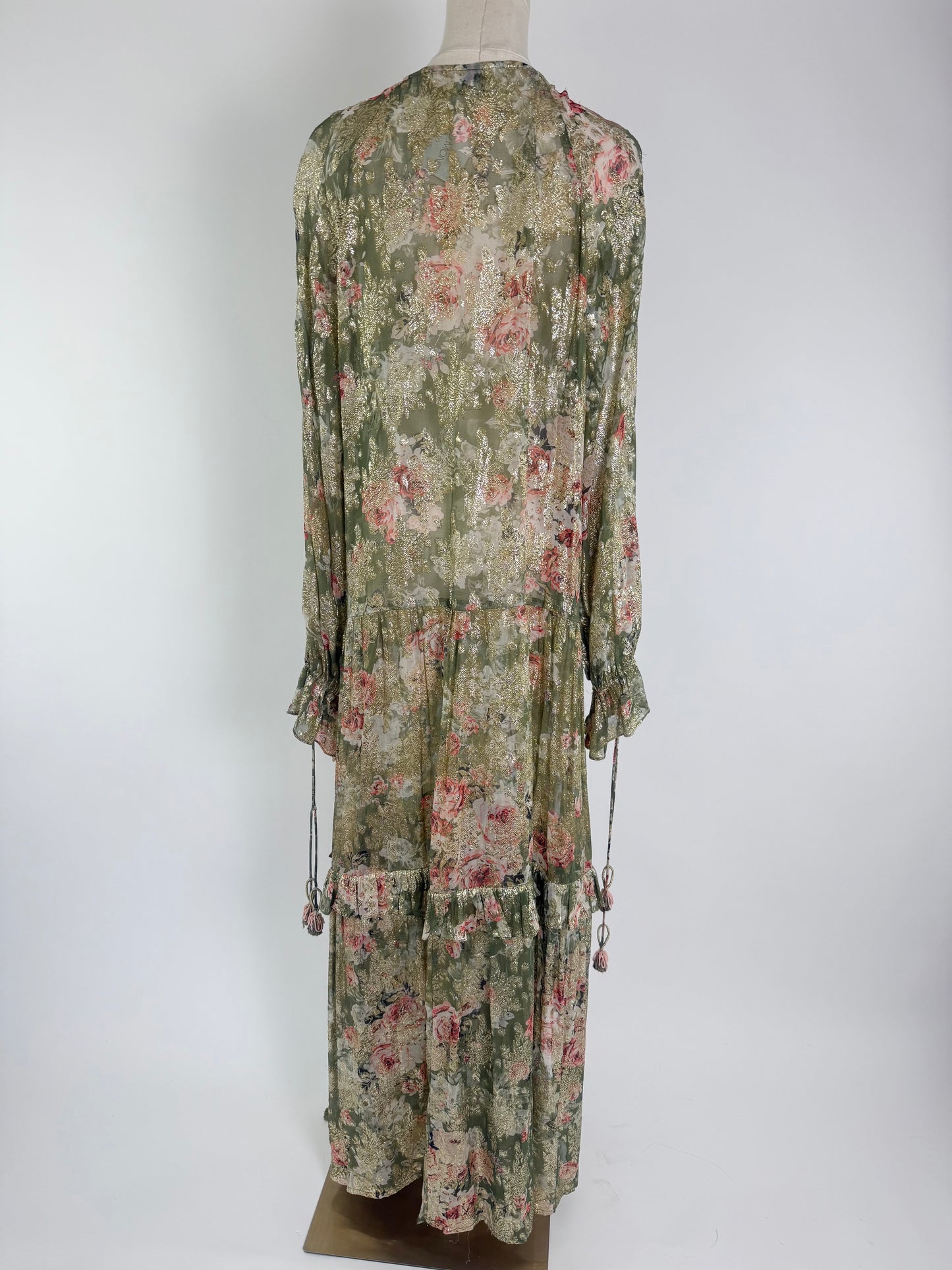 Hemant & Nandita Sheer/Shimmer Floral Dress