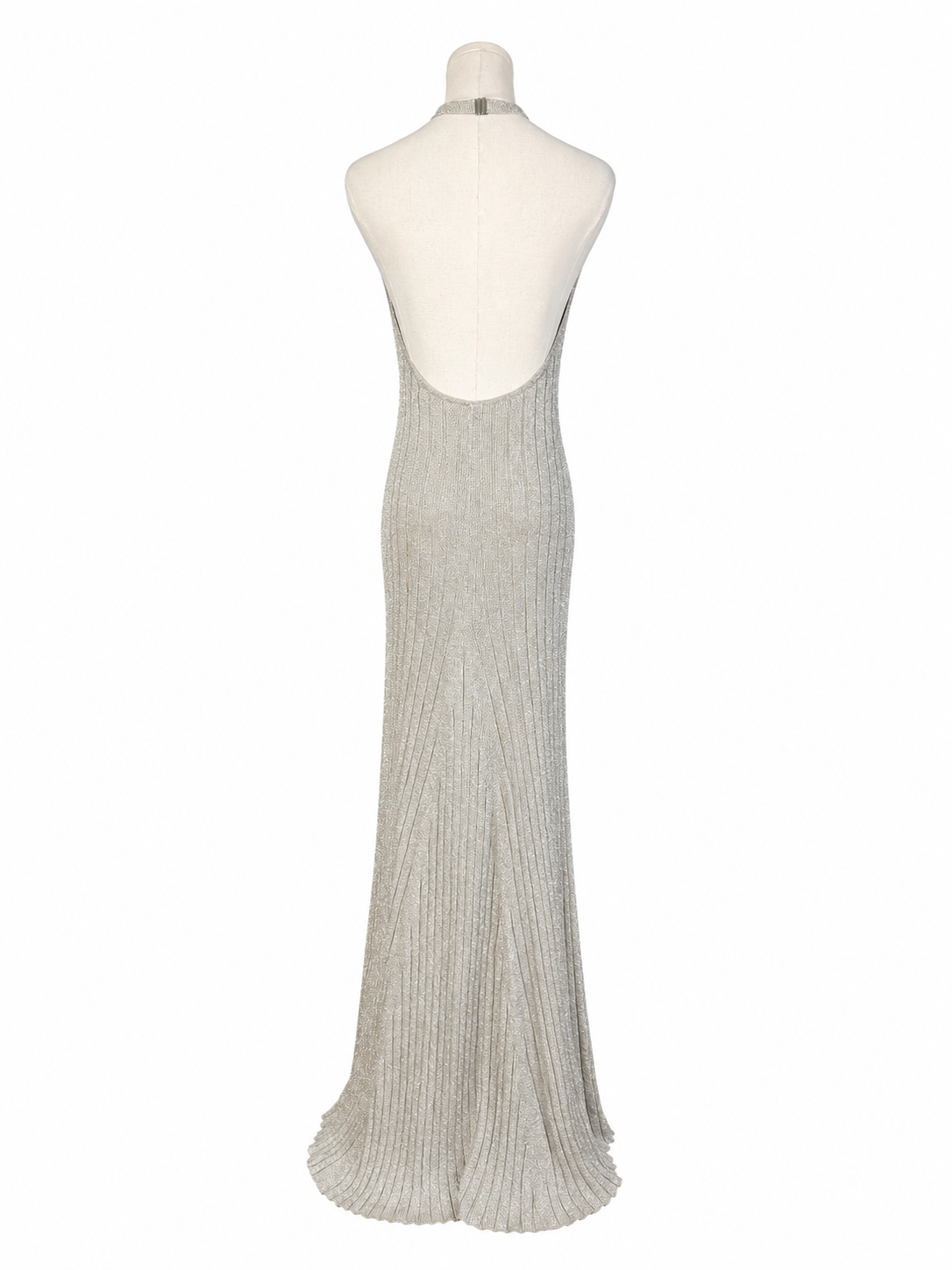 Tom Ford Silver Knit Halter Neck Maxi Dress NWT