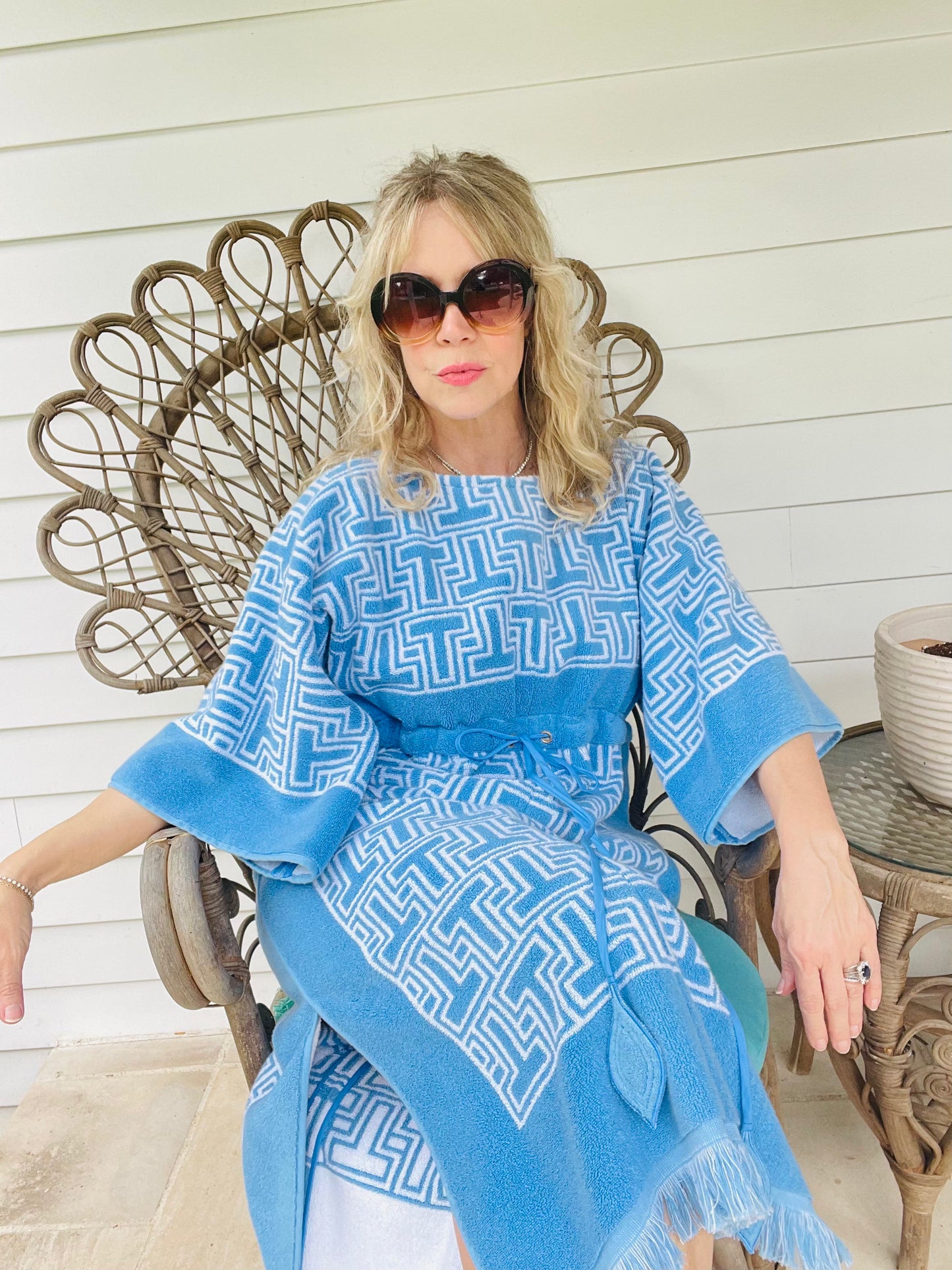 Tory Burch Blue and White Towel Dress