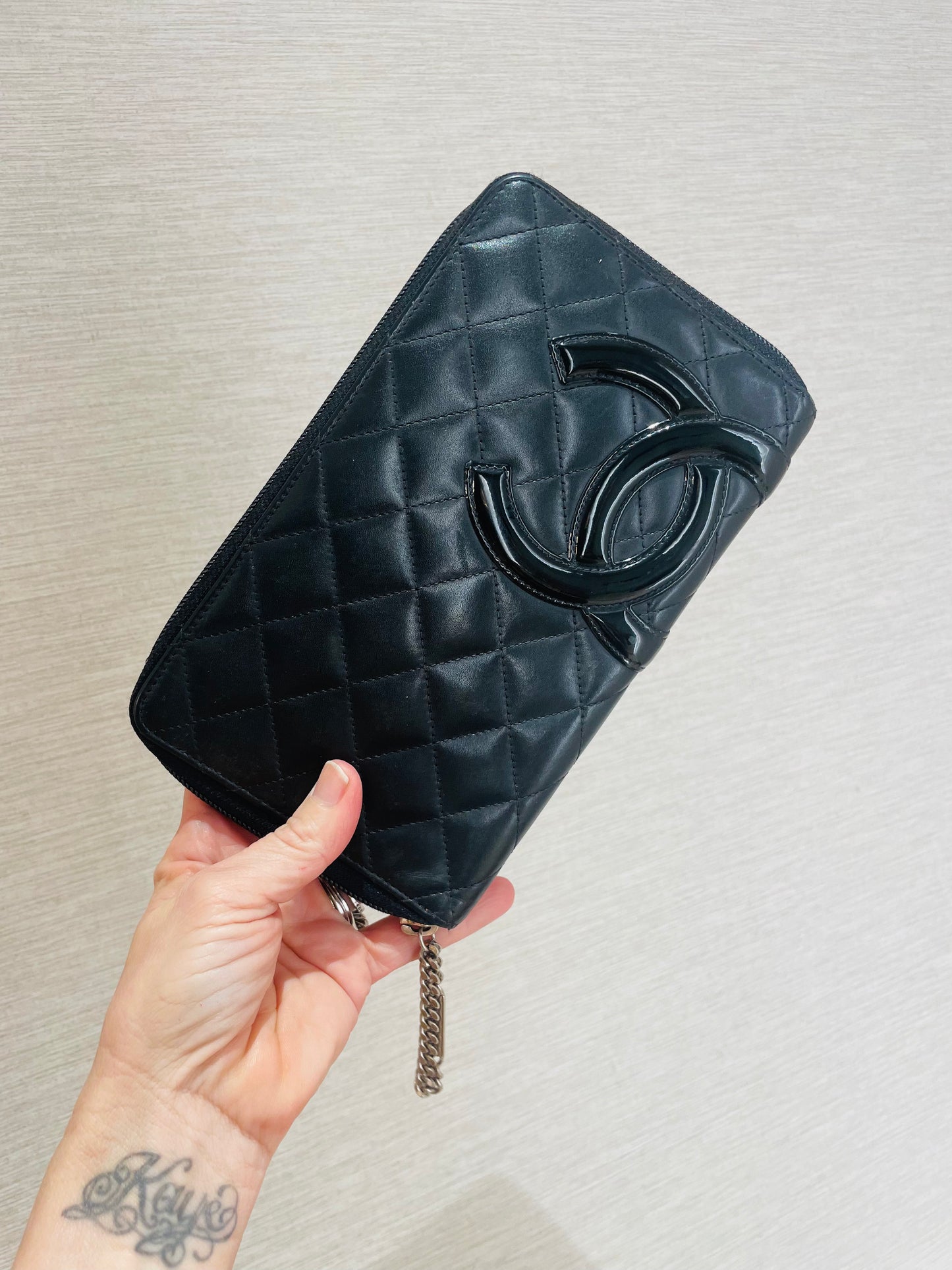 Chanel Black Quilted Leather Cambon Ligne Zippy Organizer