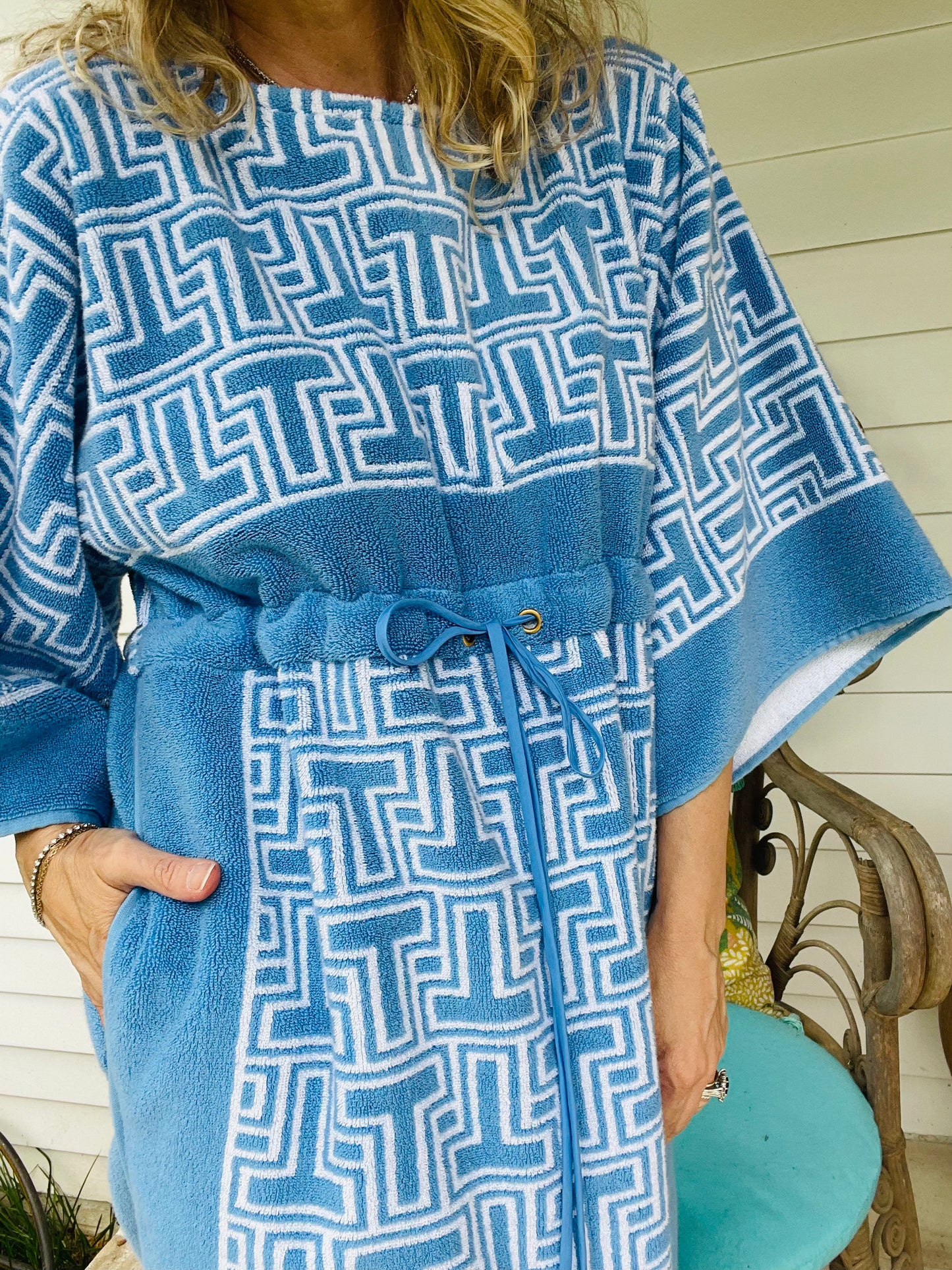 Tory Burch Blue and White Towel Dress