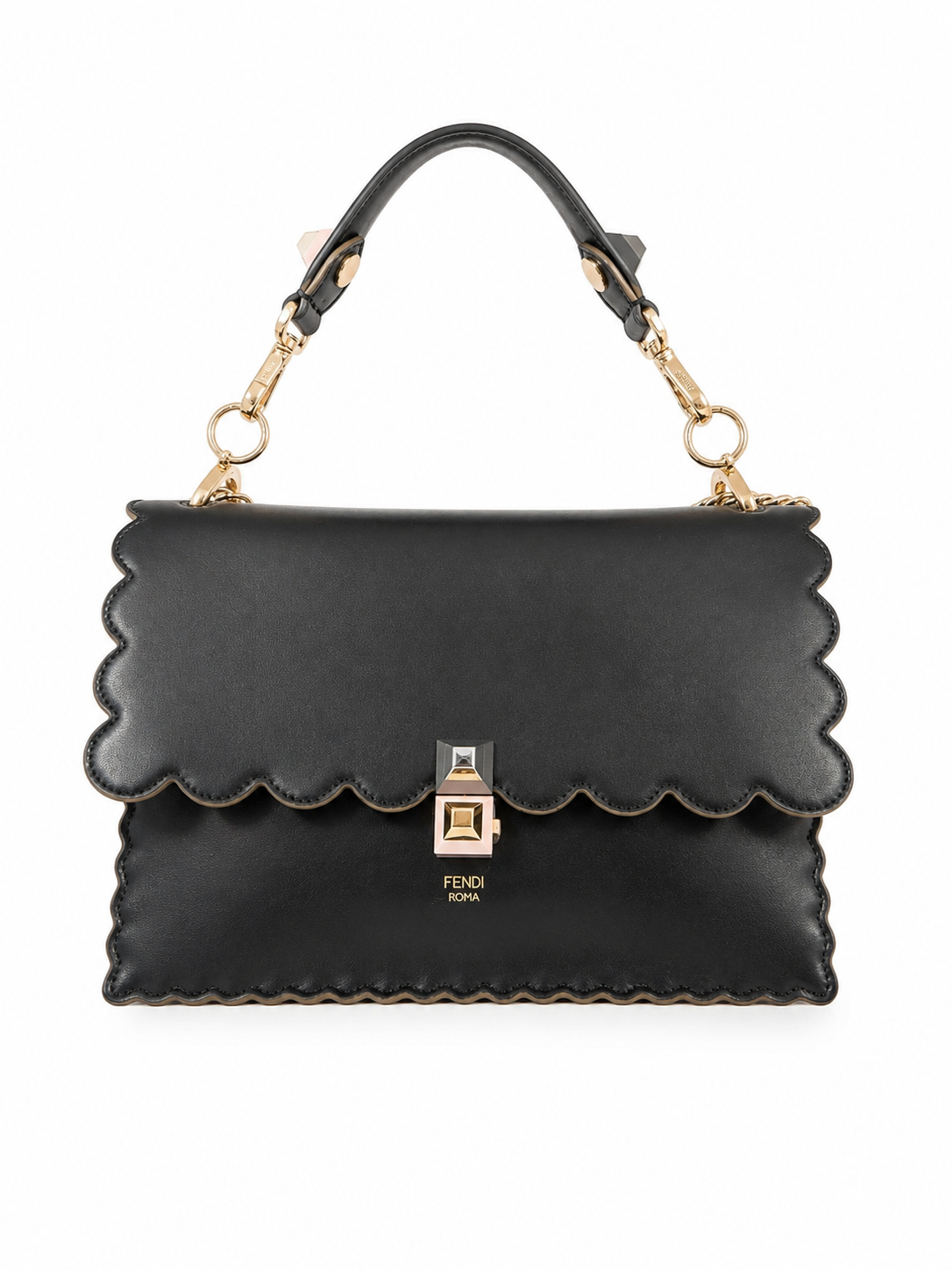 Fendi Black Scalloped Handbag