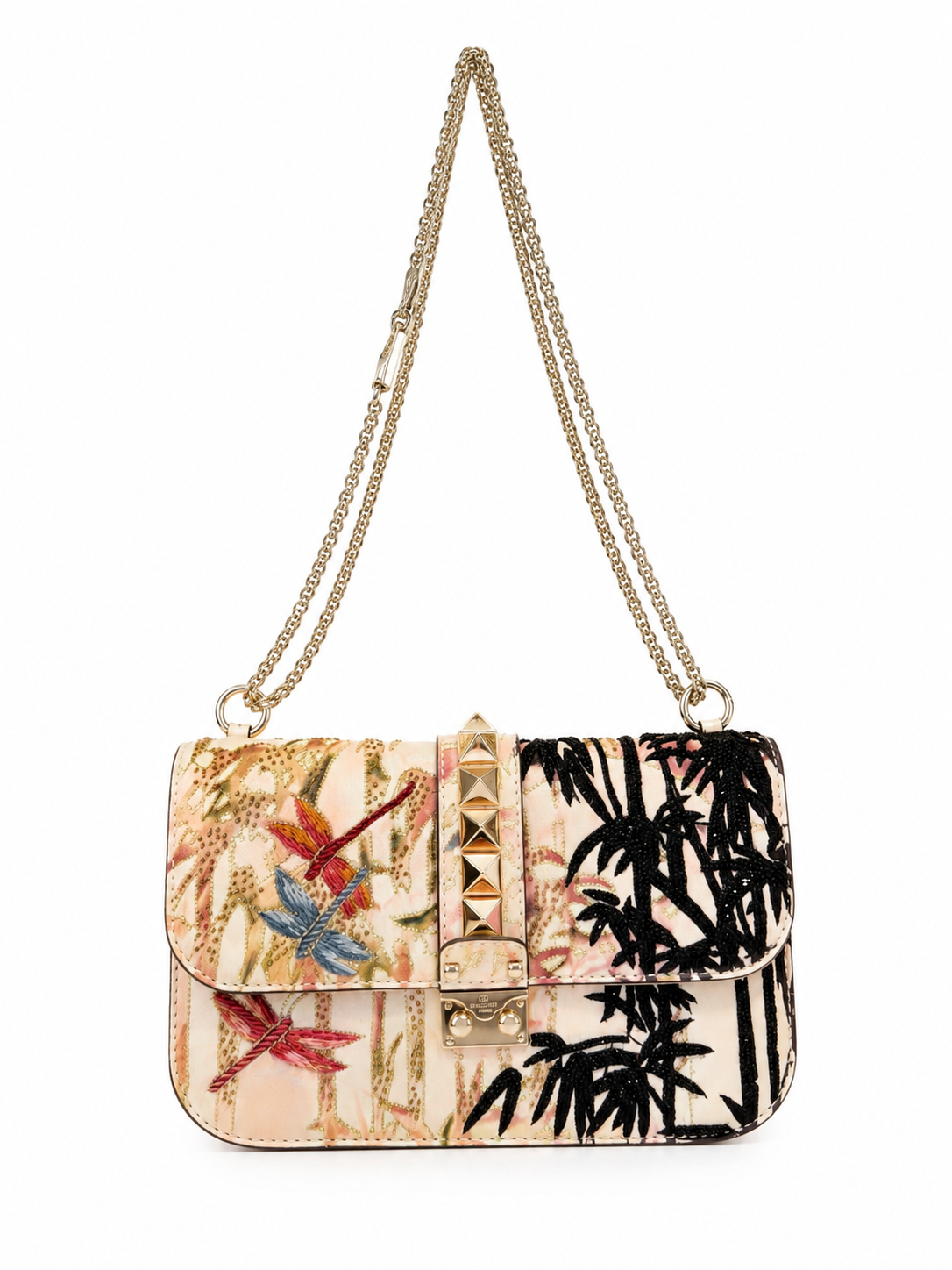 Valentino Embroidered Asian Glam Lock Bag
