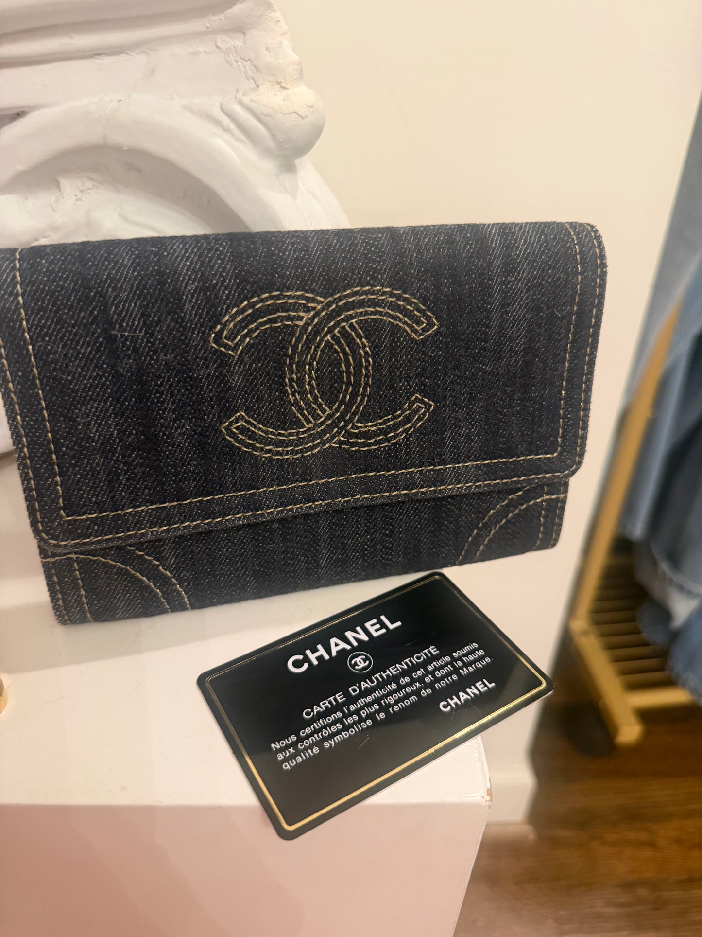 Chanel Blue Denim Wallet