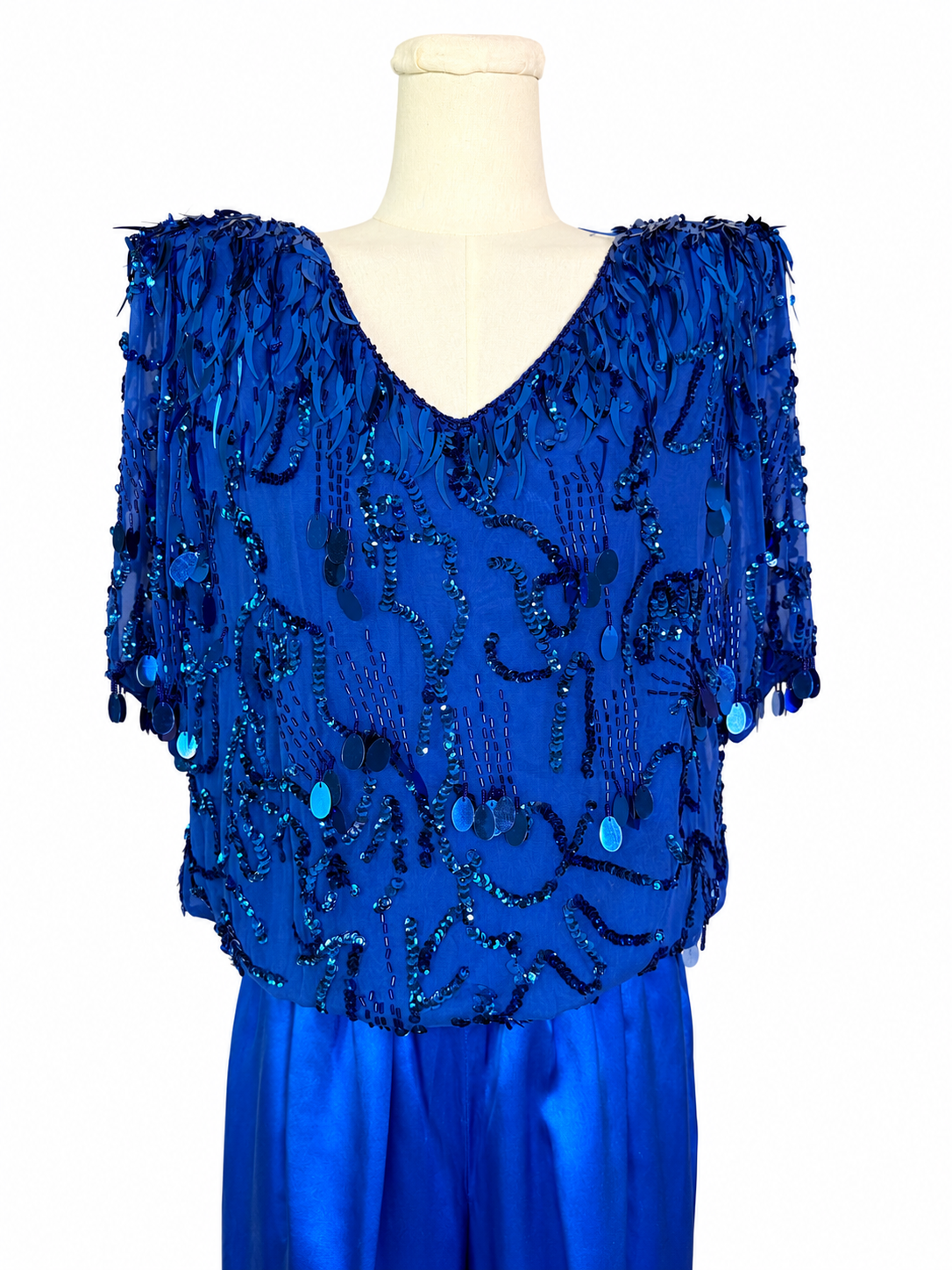 Vintage Blue Sequin Pant Set
