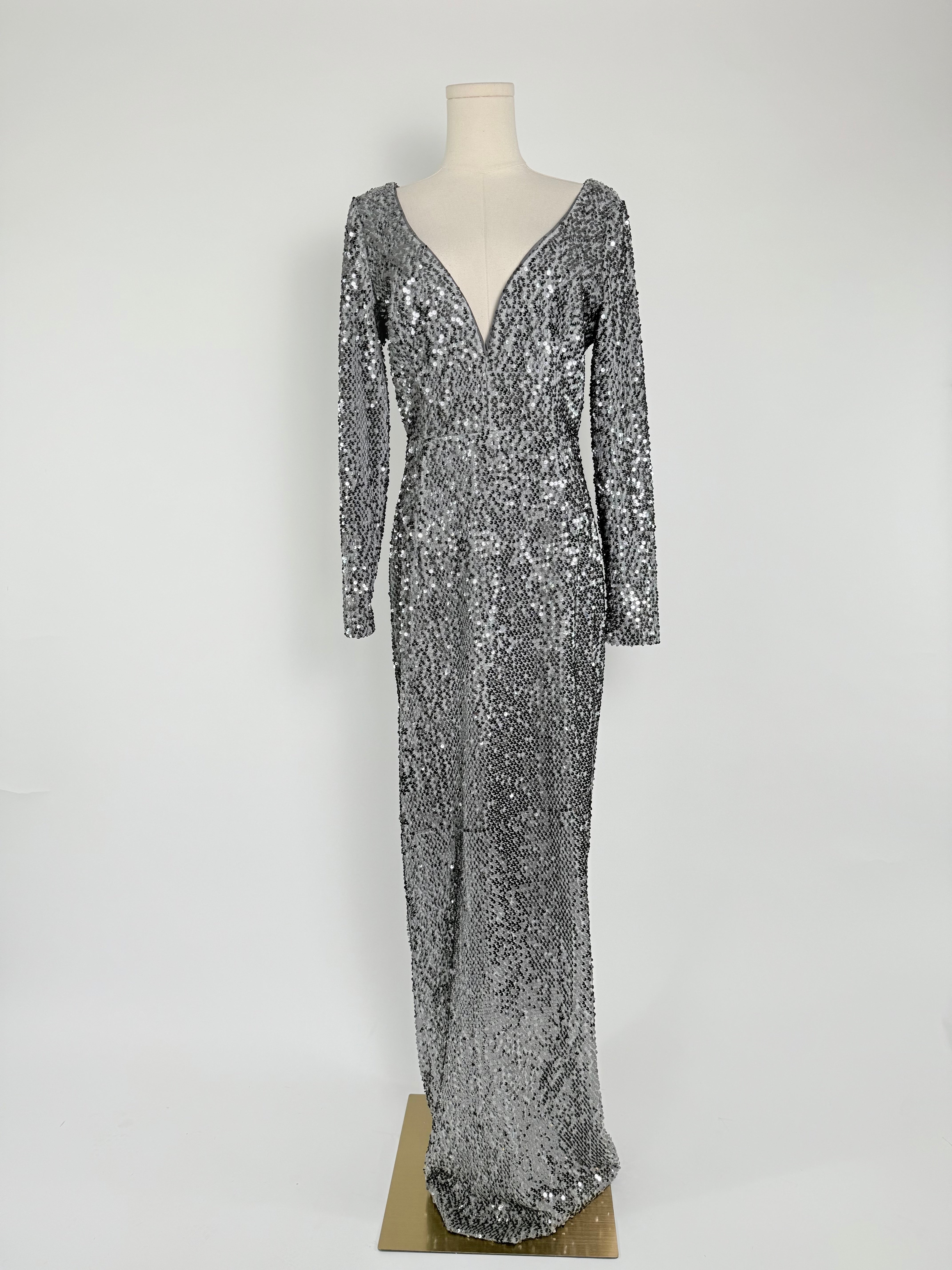 macy's silver sequin dress Maxi - Celia This silver sequin maxi dress is perfect for a wedding guest! Women's Silver Embellished & Sequin