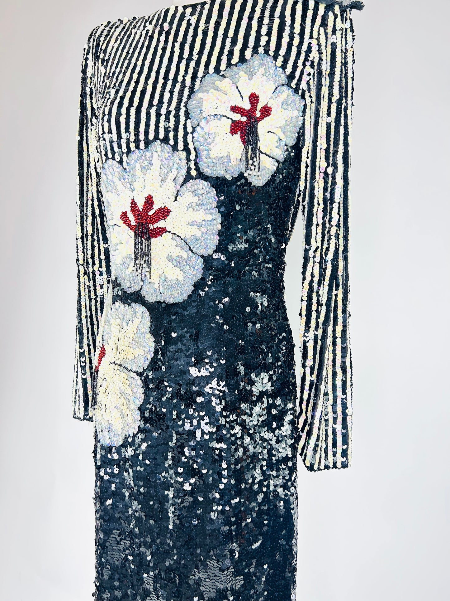 Vintage Alyce Designs Black and White Sequin Dress