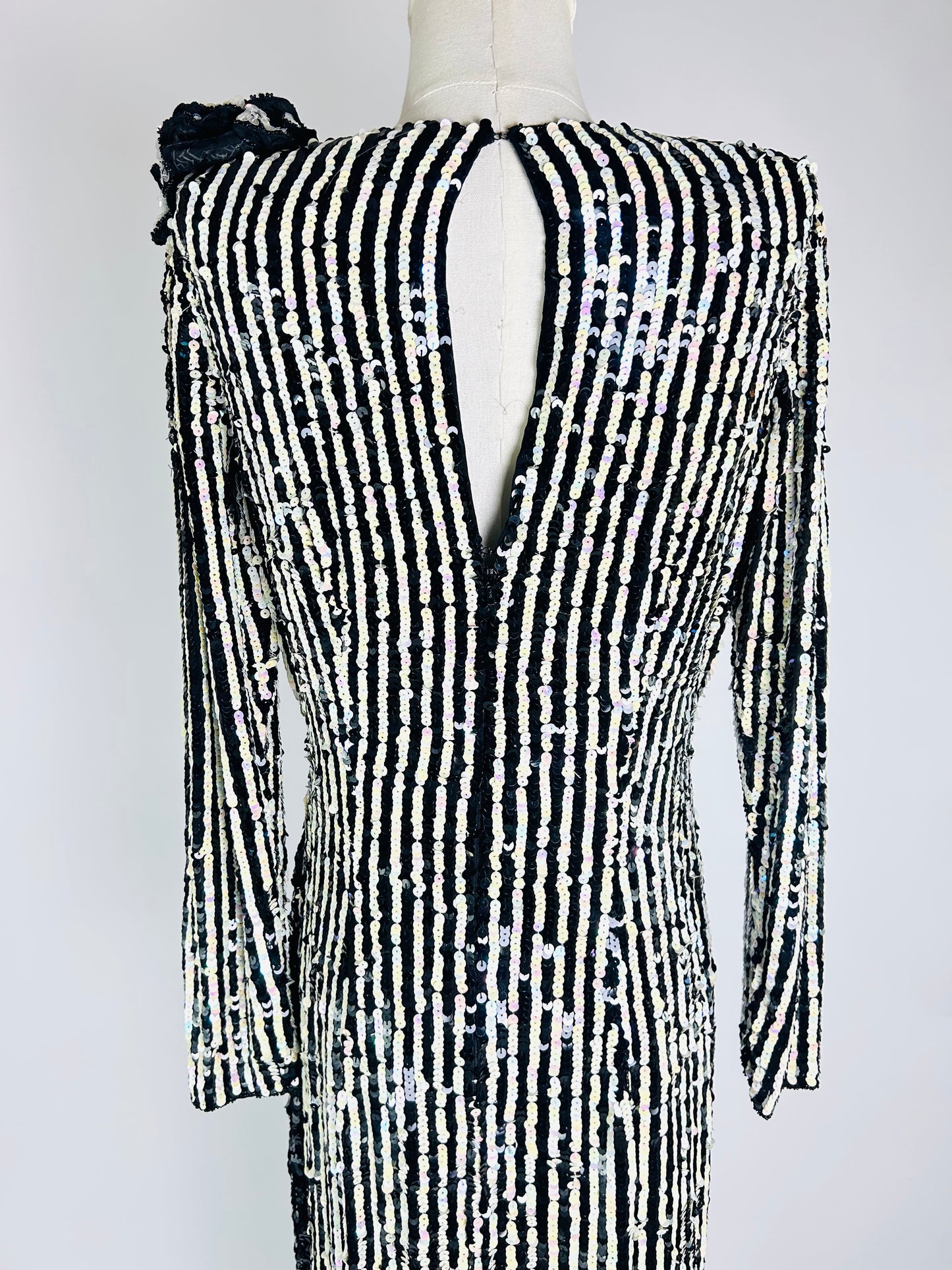 Vintage Alyce Designs Black and White Sequin Dress