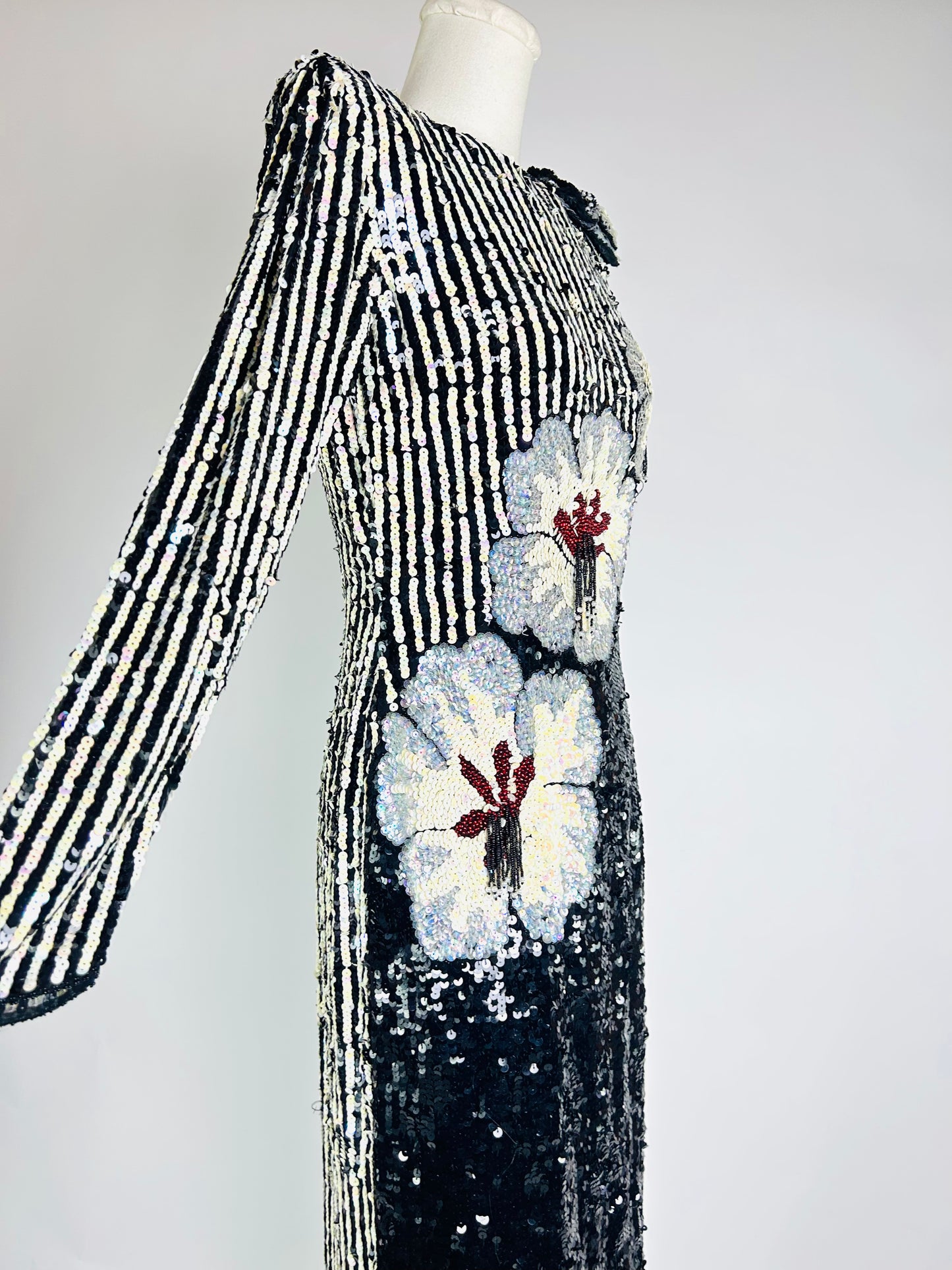 Vintage Alyce Designs Black and White Sequin Dress