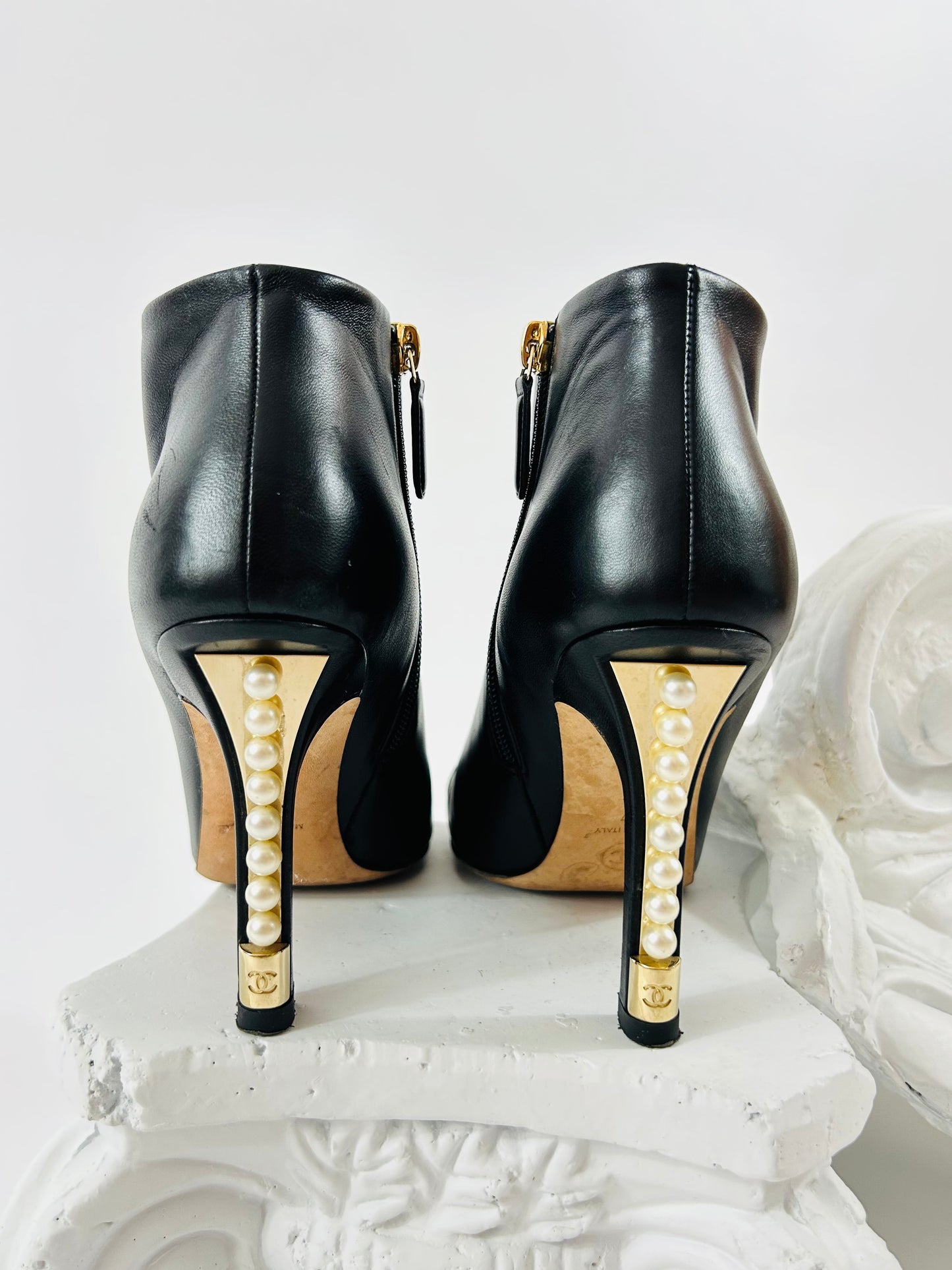 Chanel Black Heel with Pearls