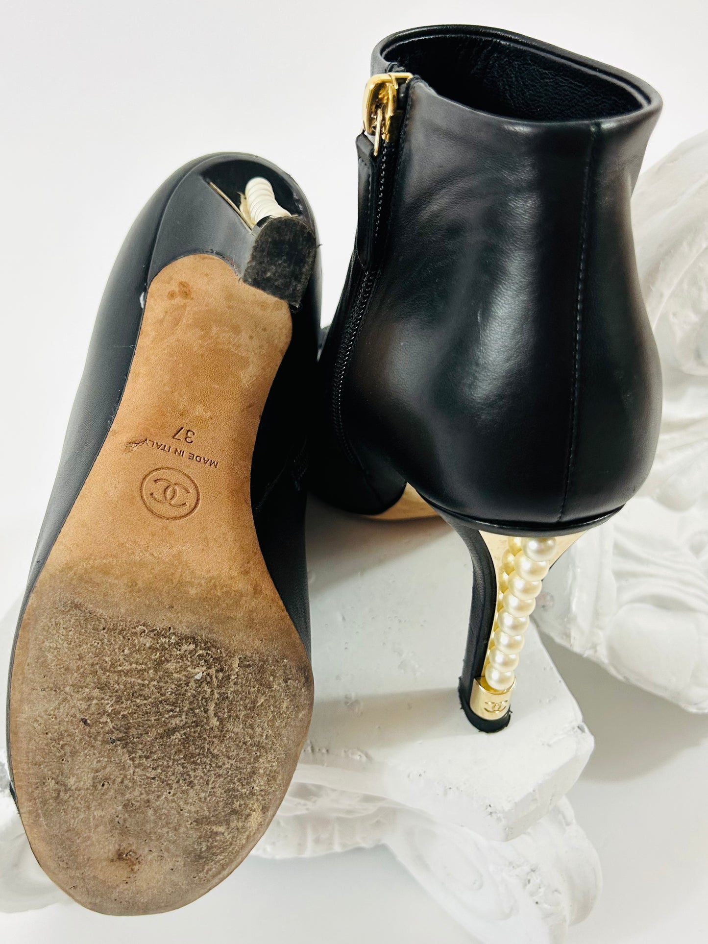 Chanel Black Heel with Pearls