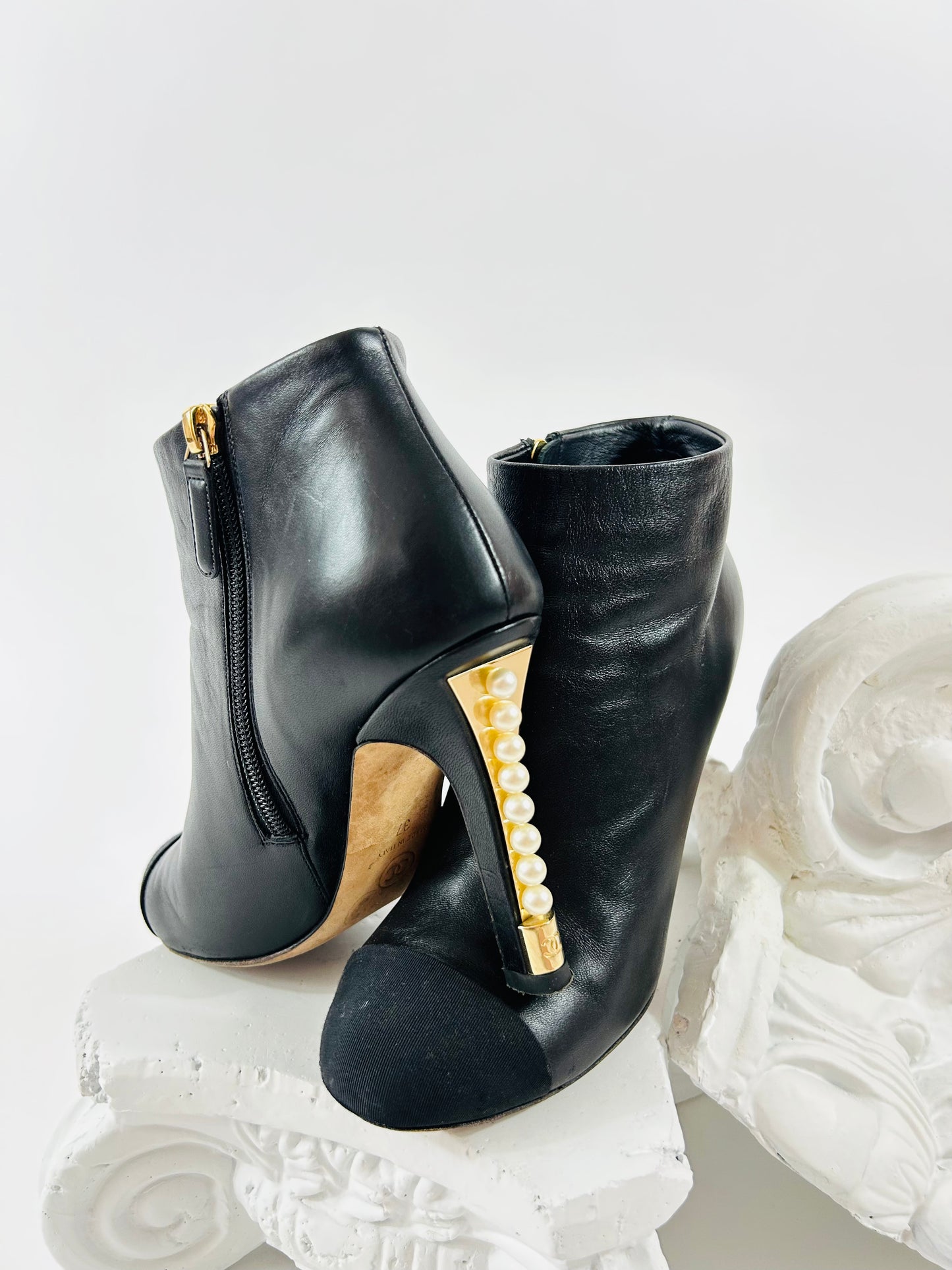 Chanel Black Heel with Pearls