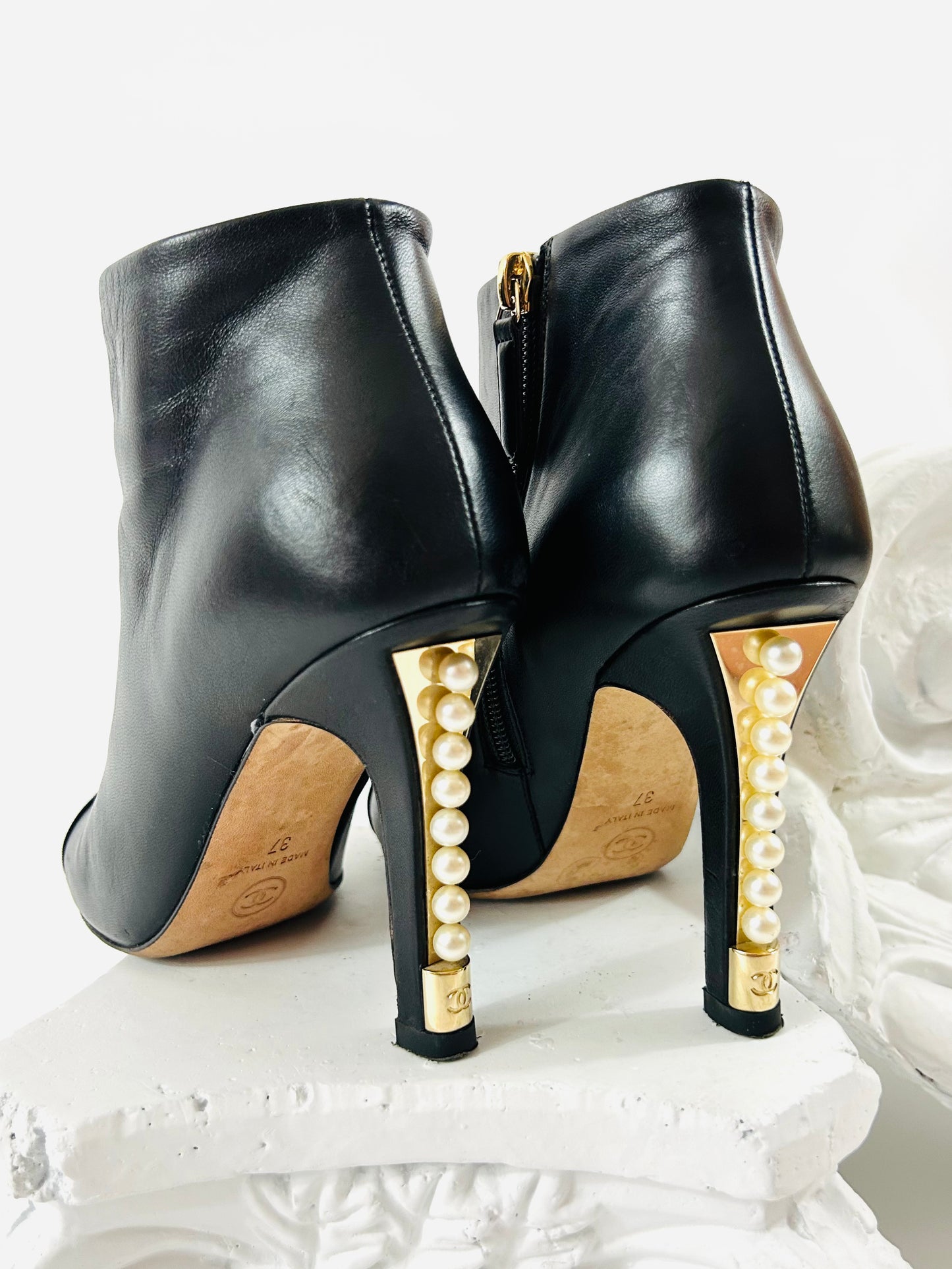 Chanel Black Heel with Pearls
