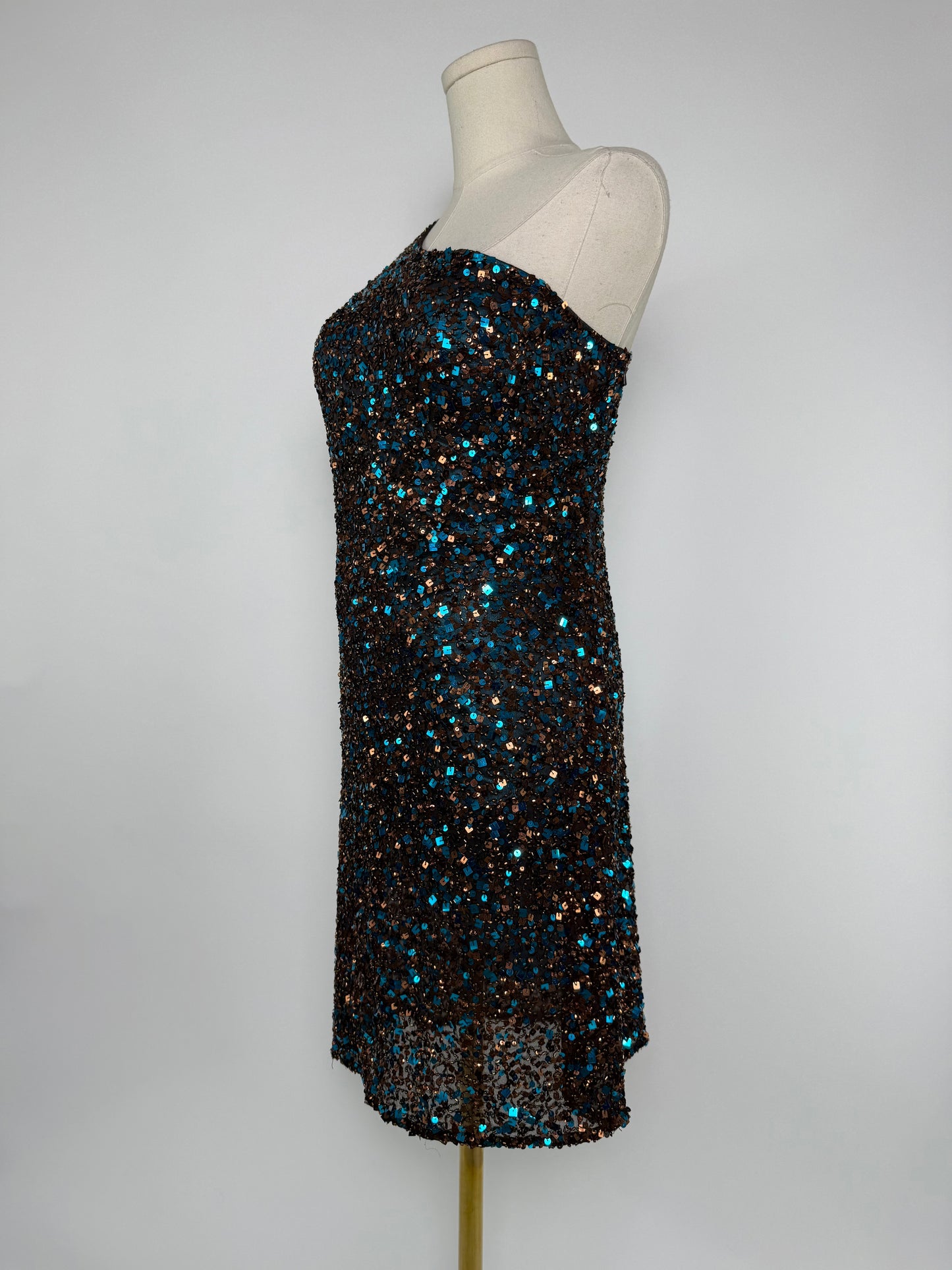 Vintage Scala One Shoulder Beaded Dress