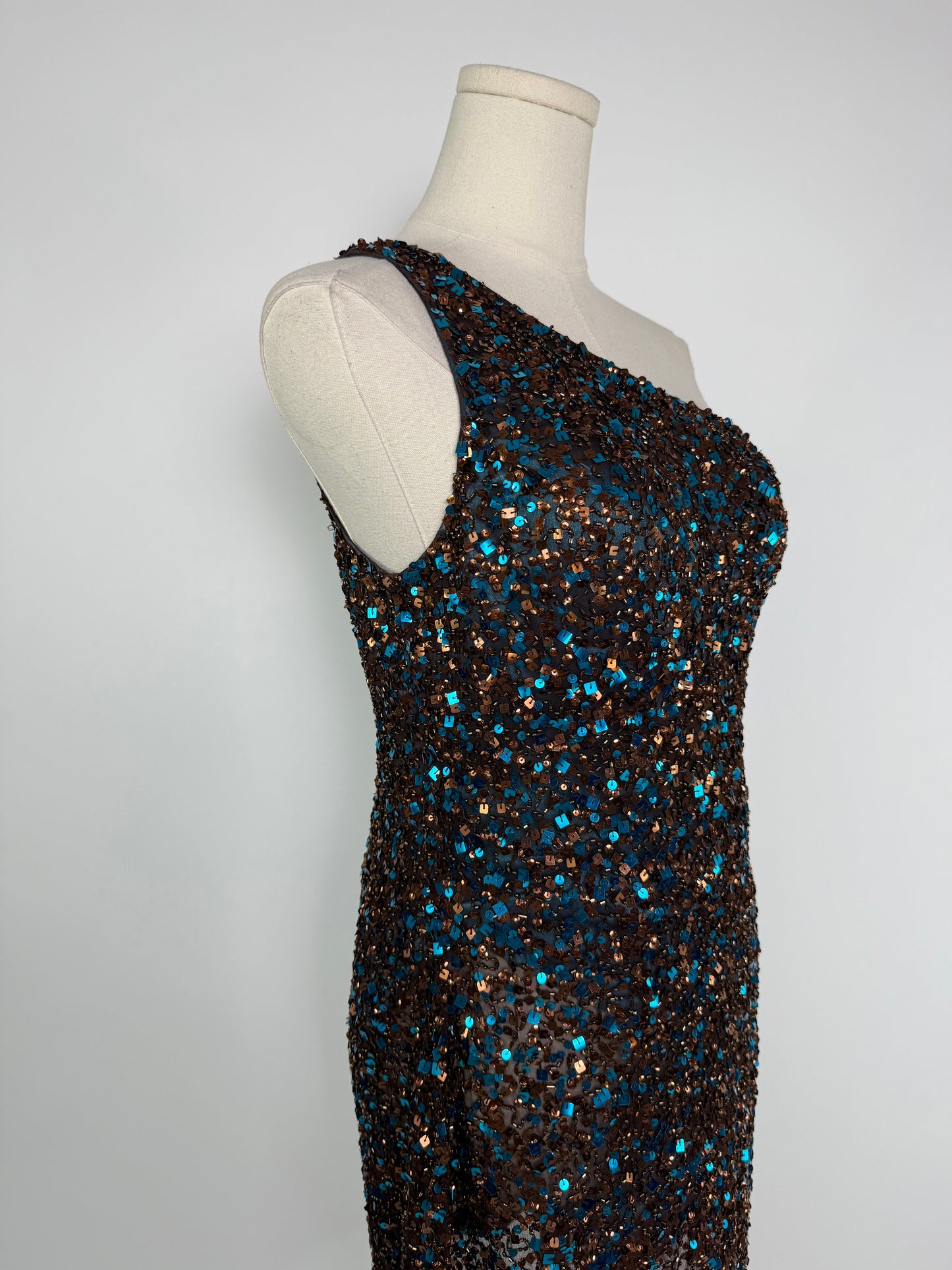 Vintage Scala One Shoulder Beaded Dress