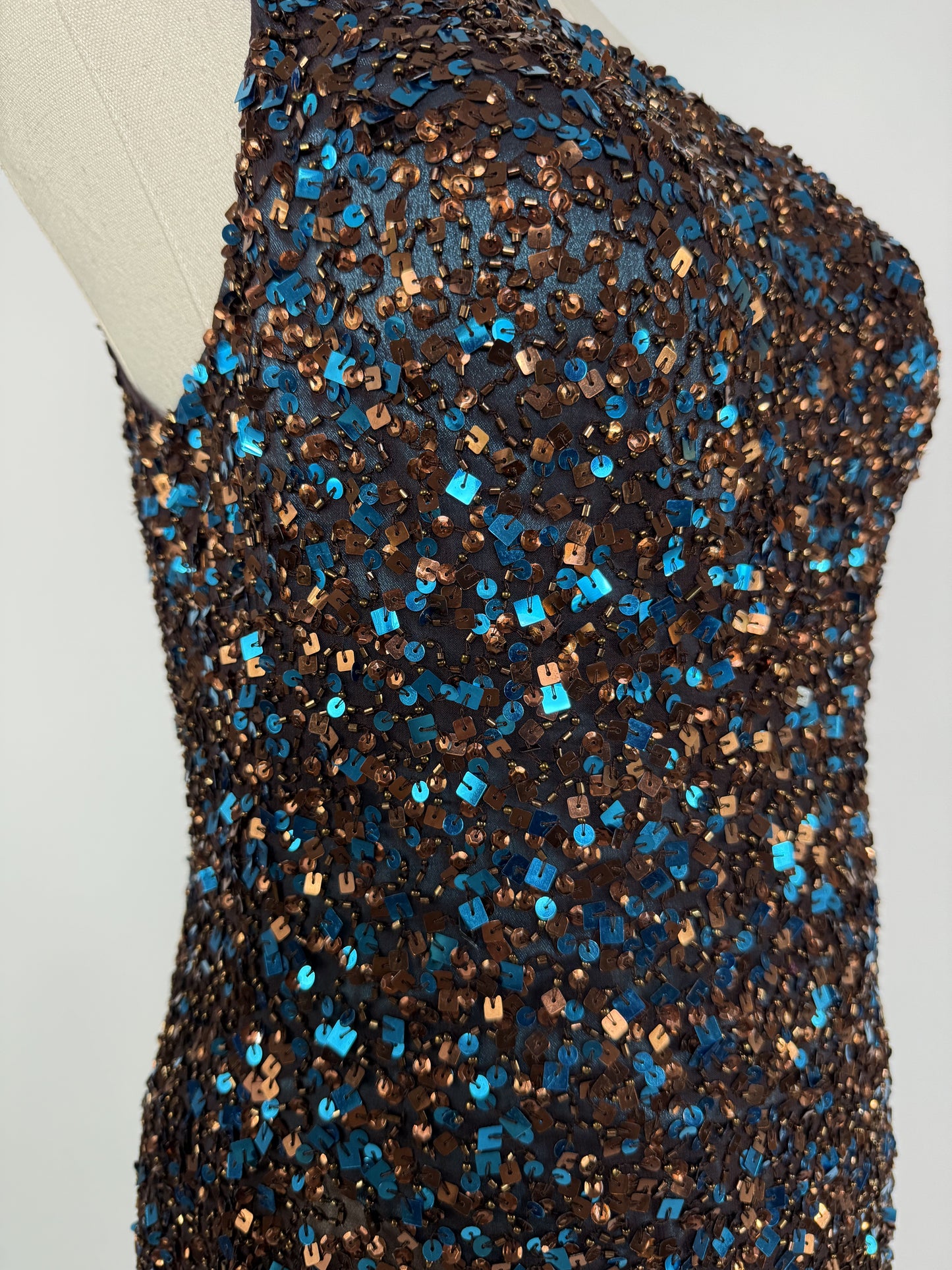 Vintage Scala One Shoulder Beaded Dress