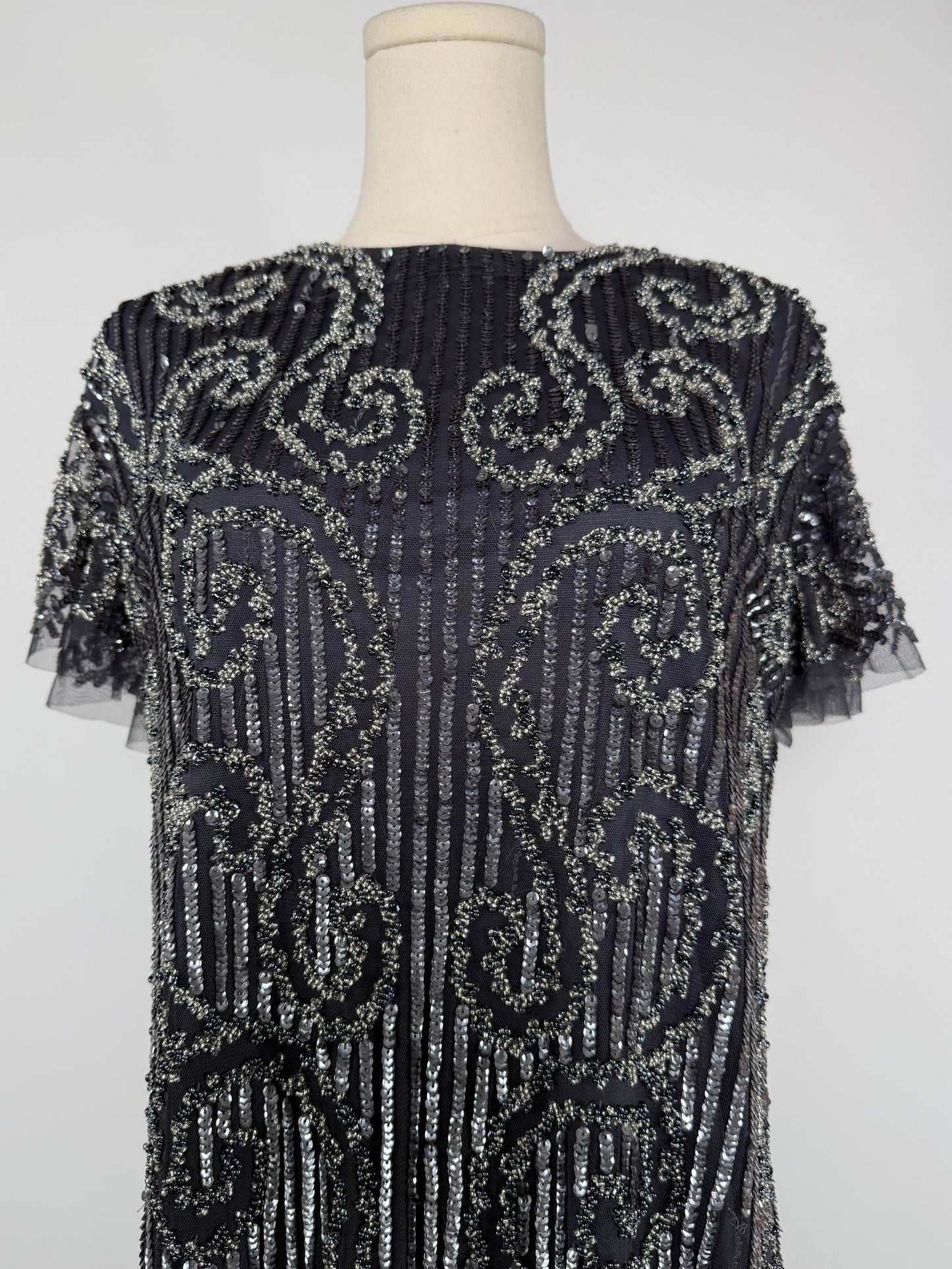 Aidan Mattox Gun Metal Sequin Dress