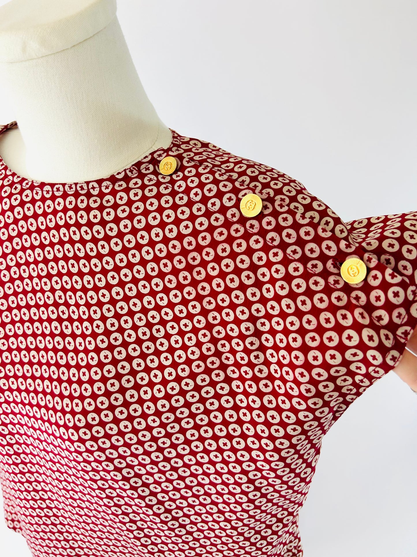 Vintage Chanel Red and Cream Top