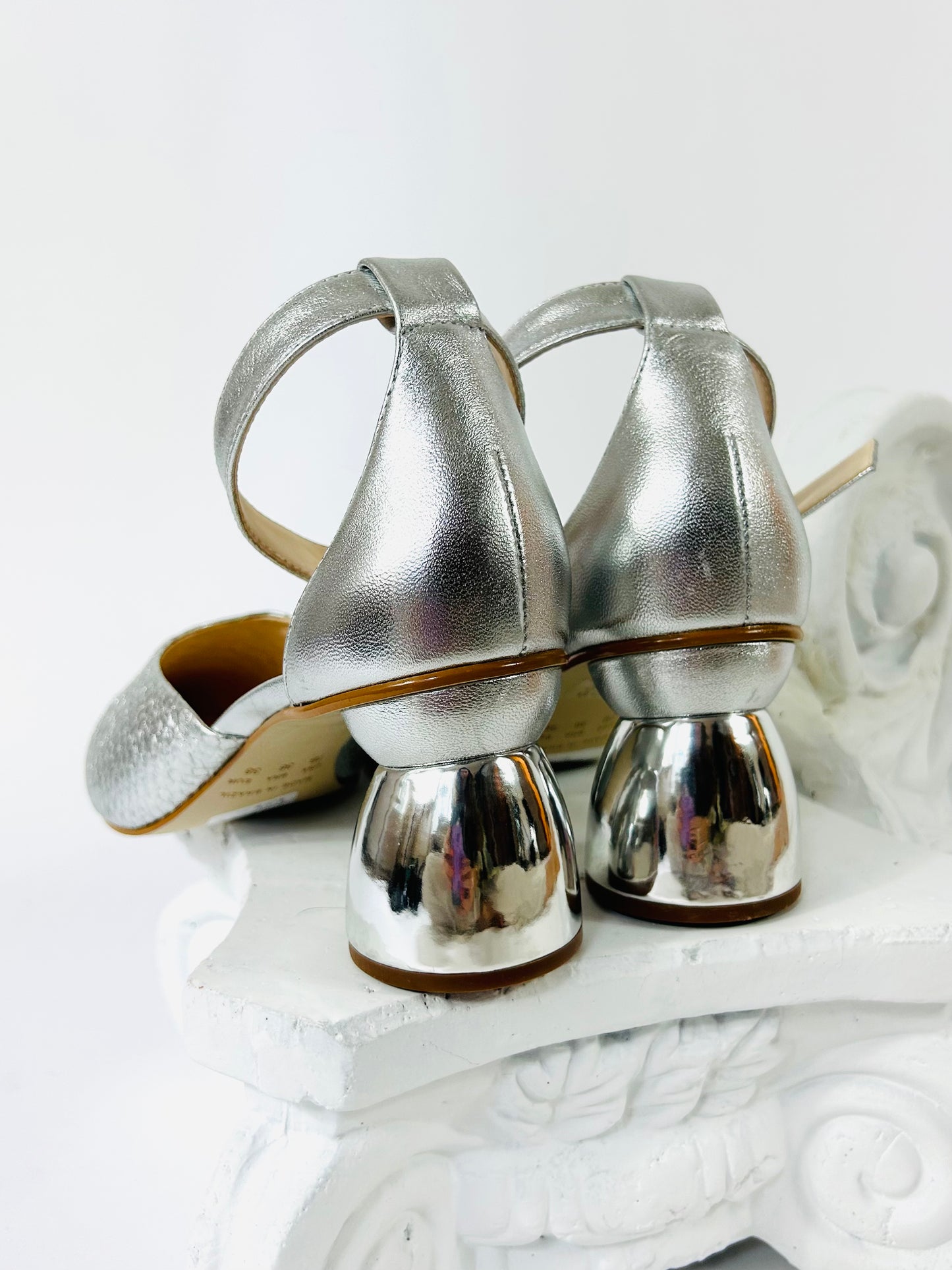 Vicson Silver Sling Back heel