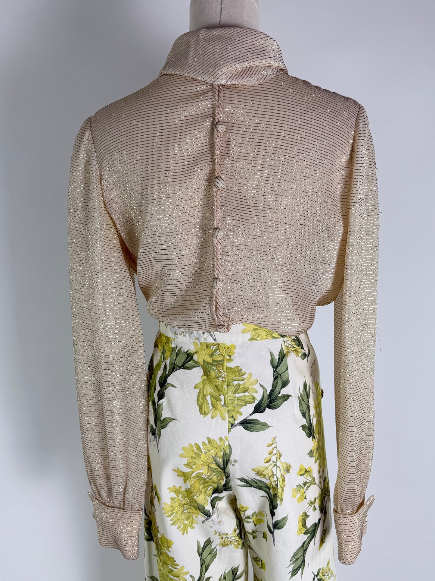 Vintage Button up Blouse with Neck tie