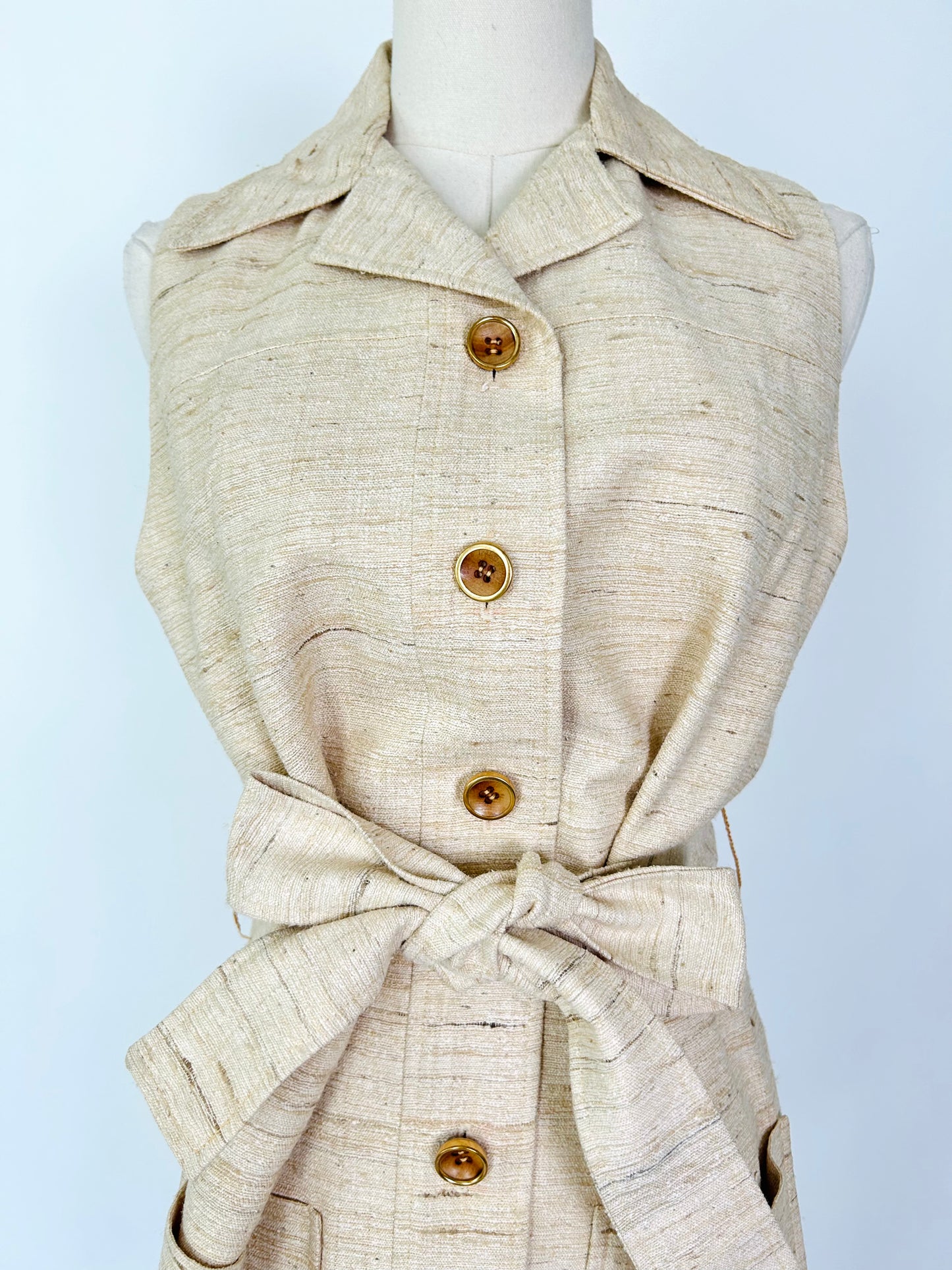 Vintage Bonwit Teller Woven Natural Dress