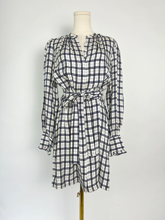 Joie white and Navy plaid dress