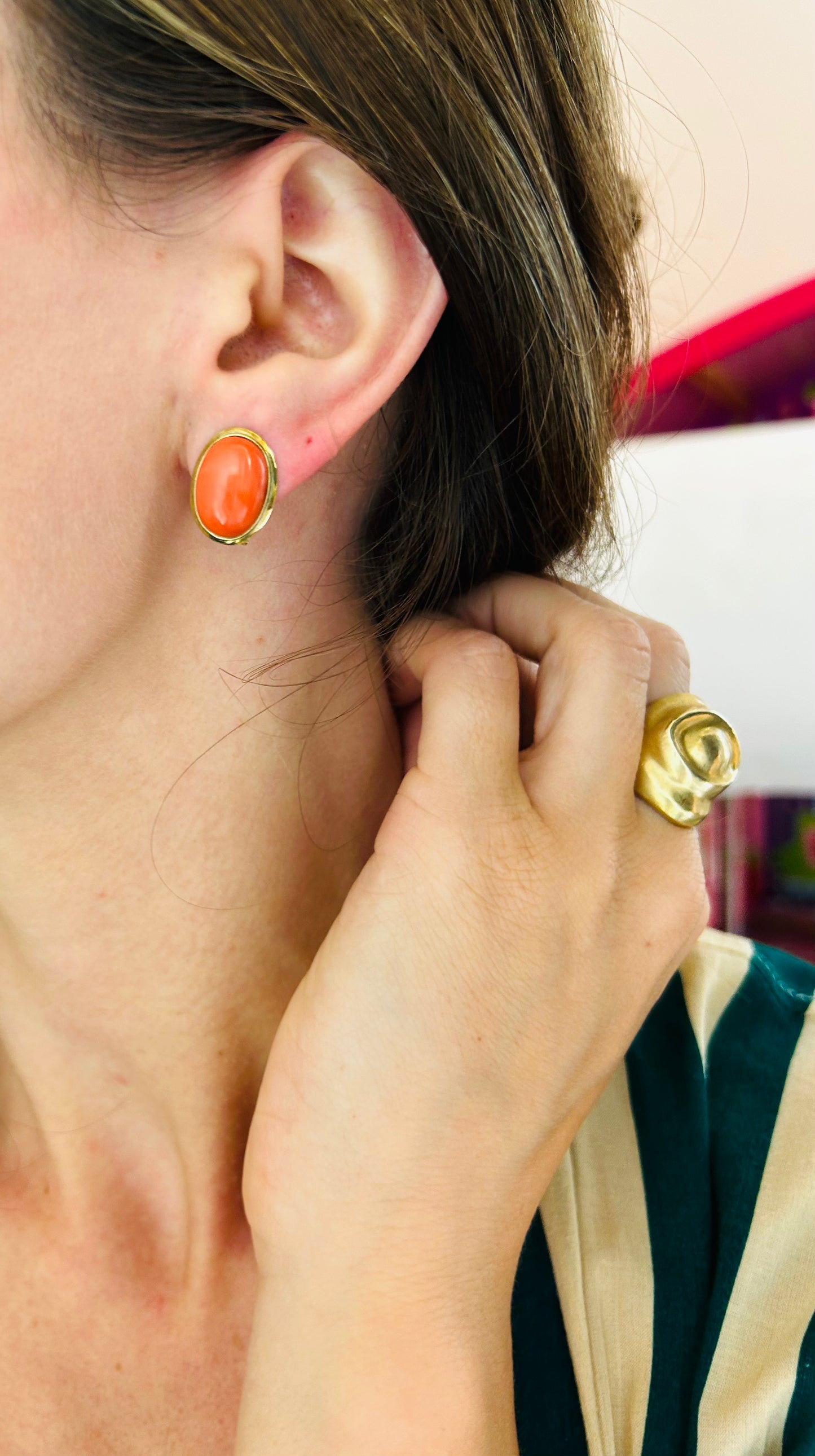 Vintage 14K Coral Studs