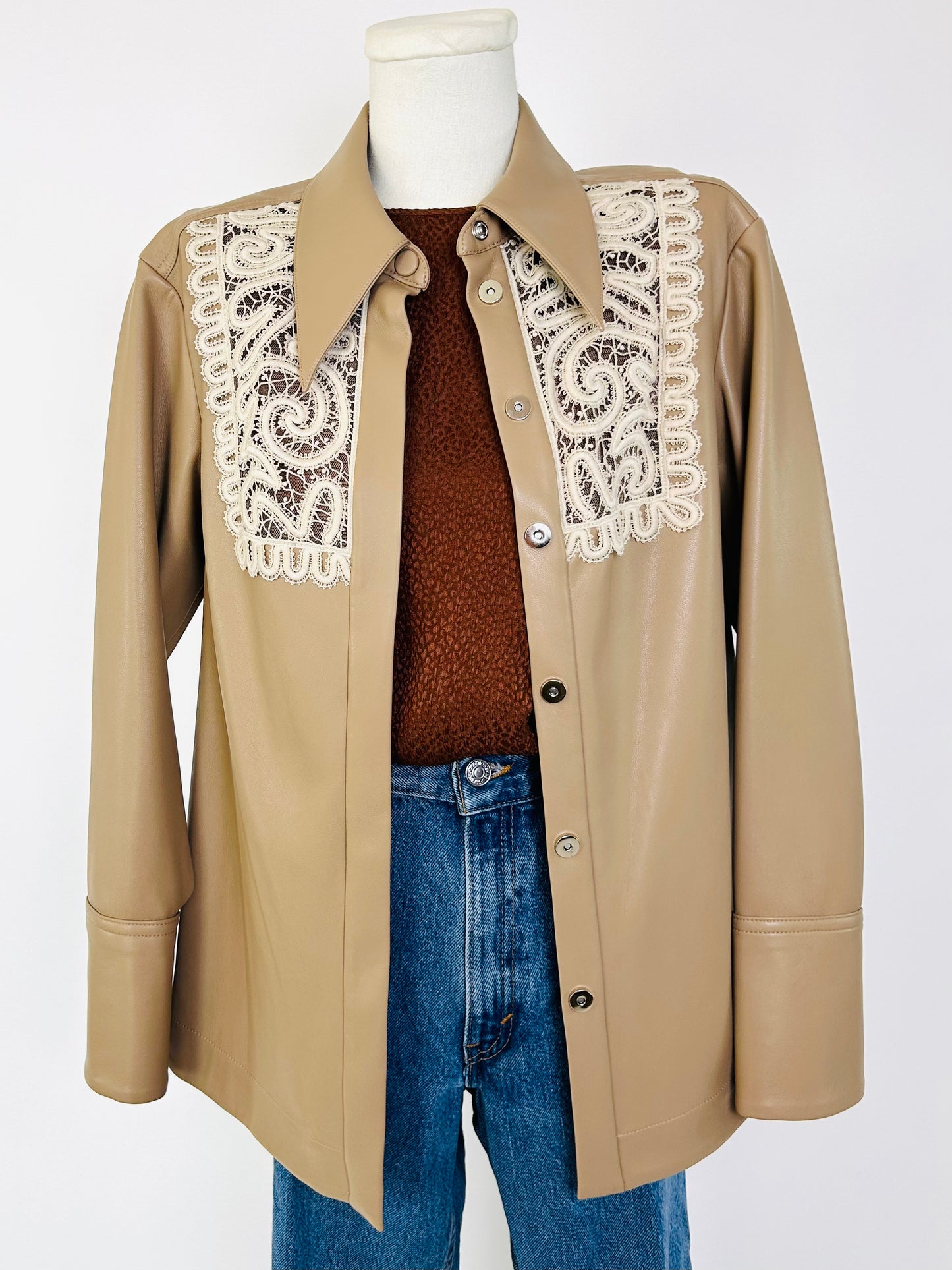 Jonathan Simkhai Tan Faux Leather Shirt