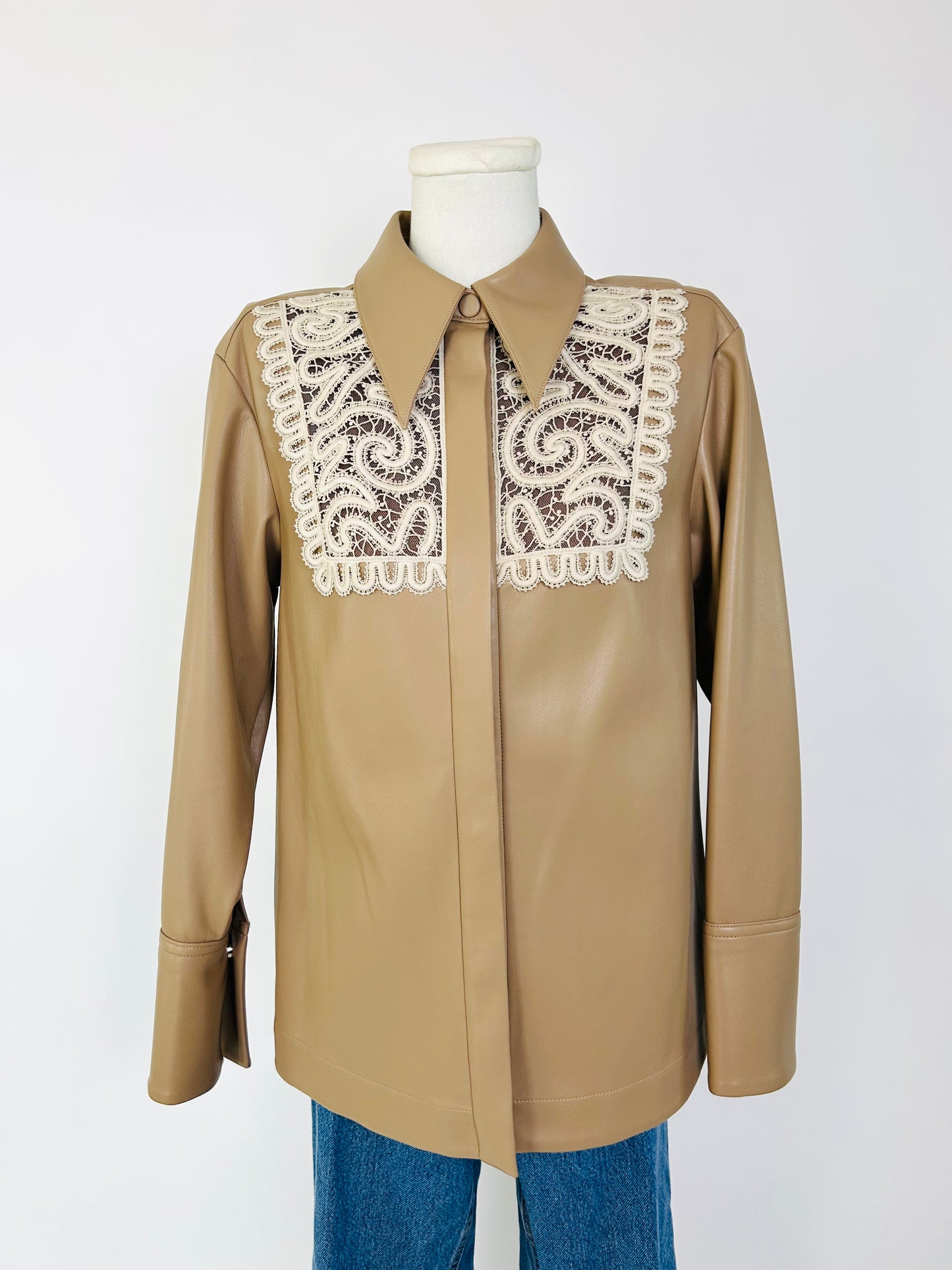Jonathan Simkhai Tan Faux Leather Shirt