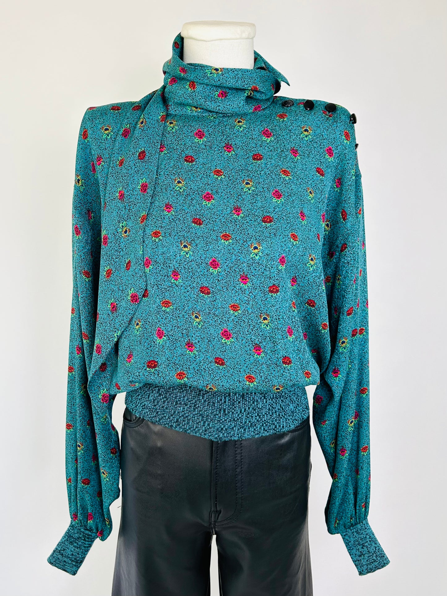 Vintage Ungaro Teal Rose Top