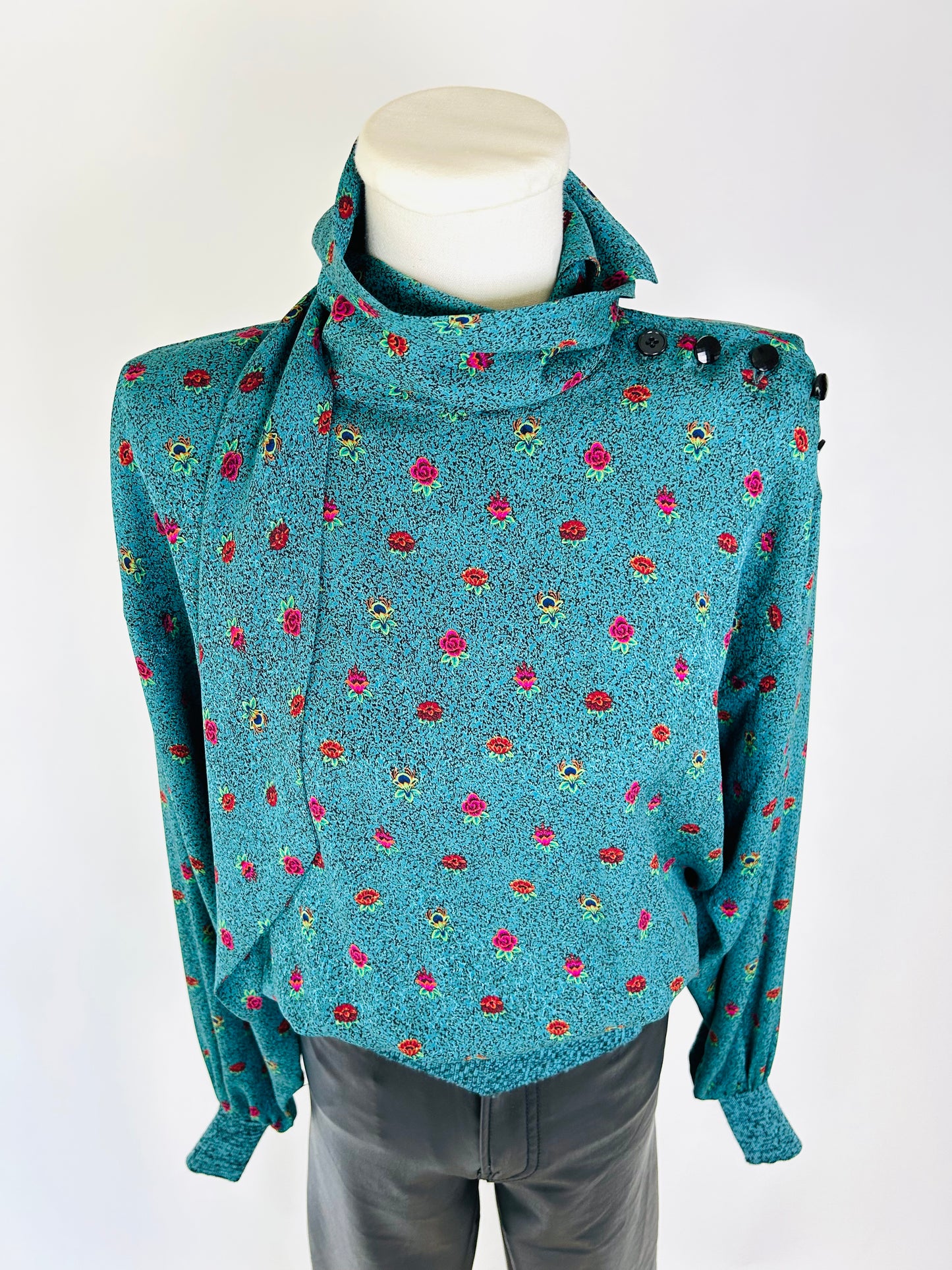 Vintage Ungaro Teal Rose Top