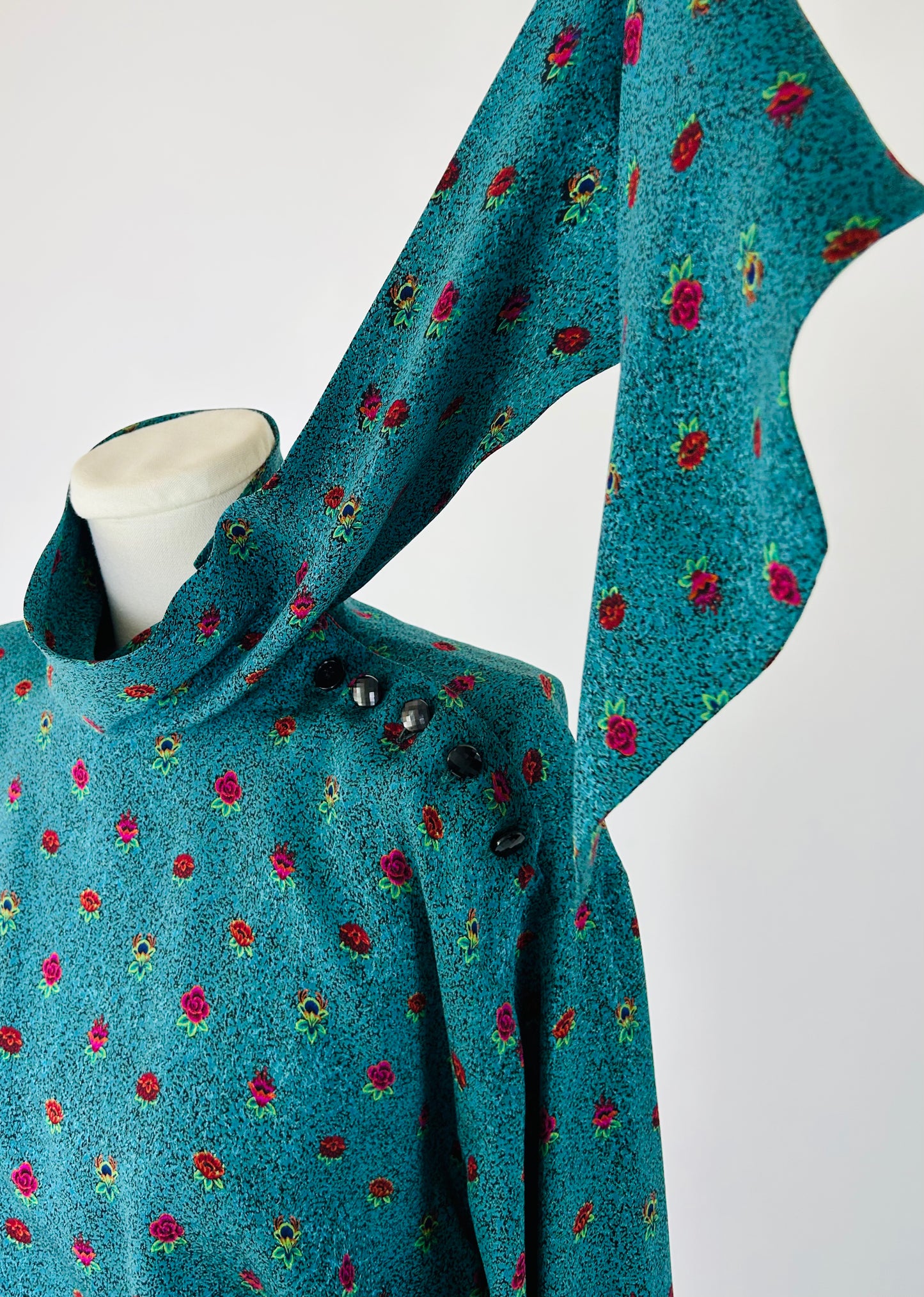 Vintage Ungaro Teal Rose Top