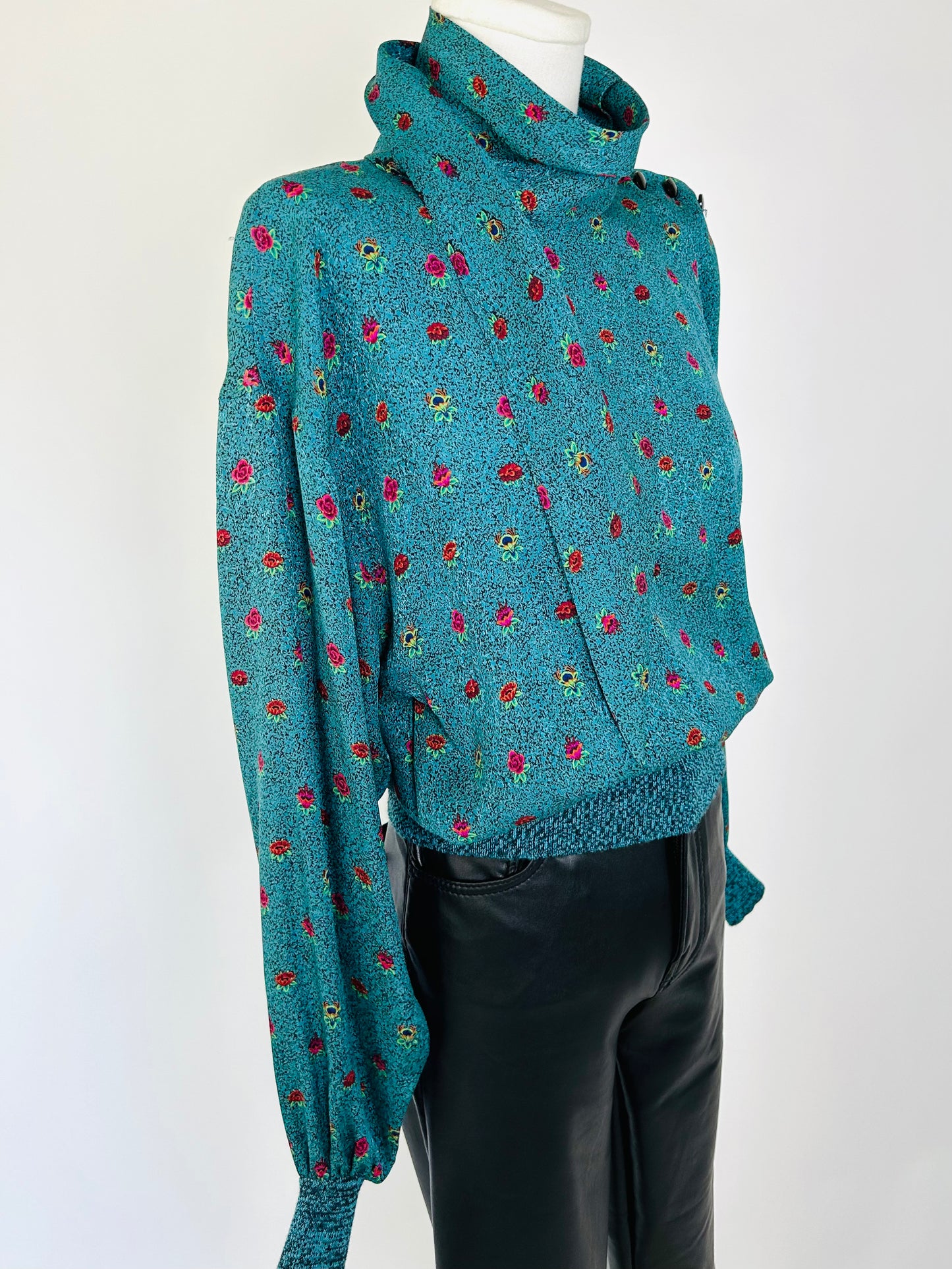Vintage Ungaro Teal Rose Top