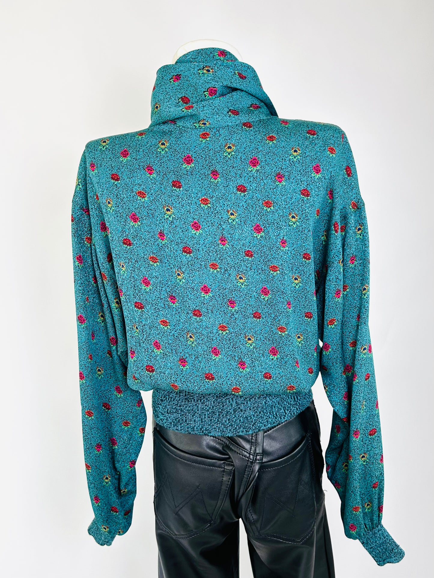Vintage Ungaro Teal Rose Top