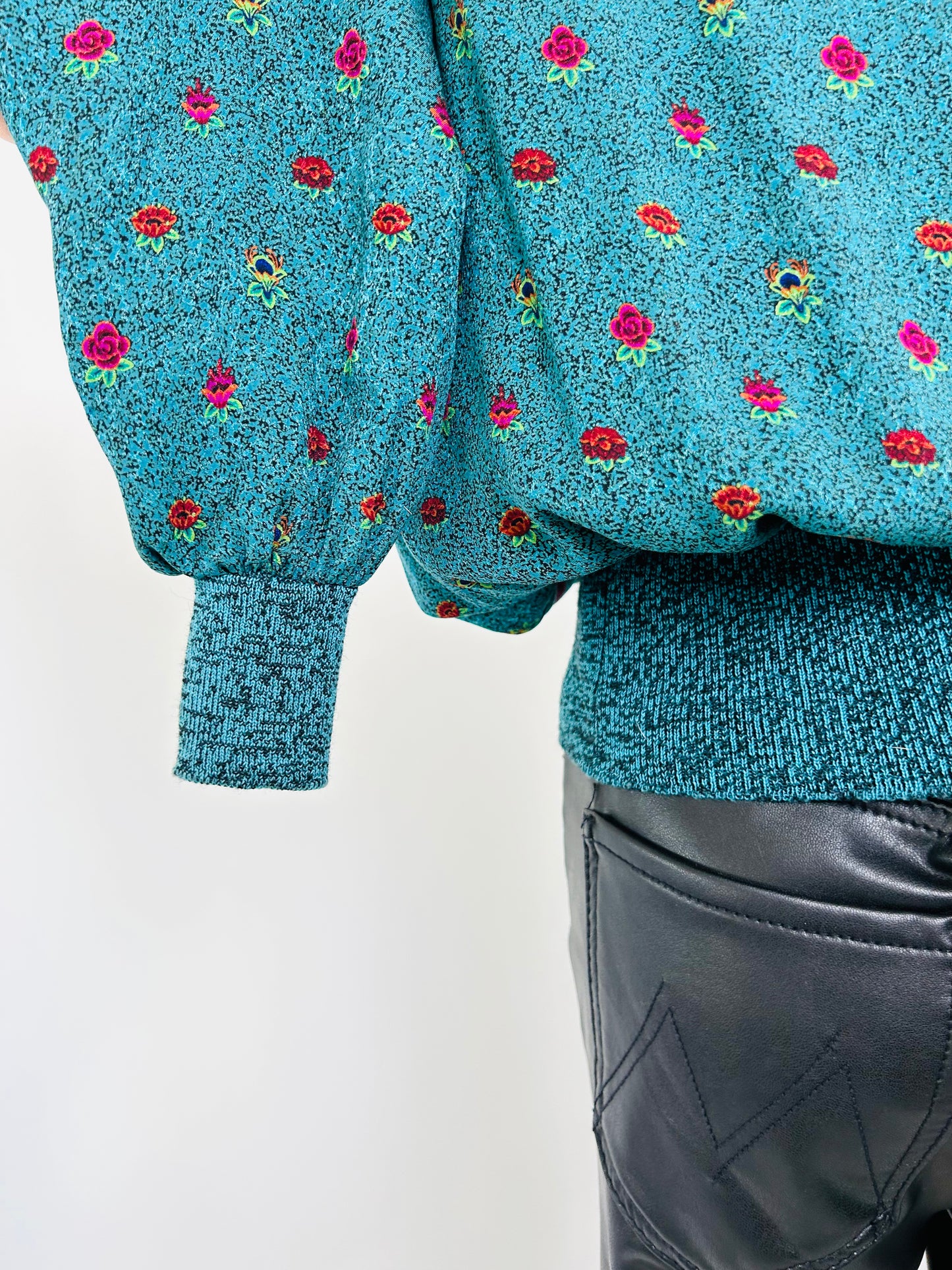 Vintage Ungaro Teal Rose Top