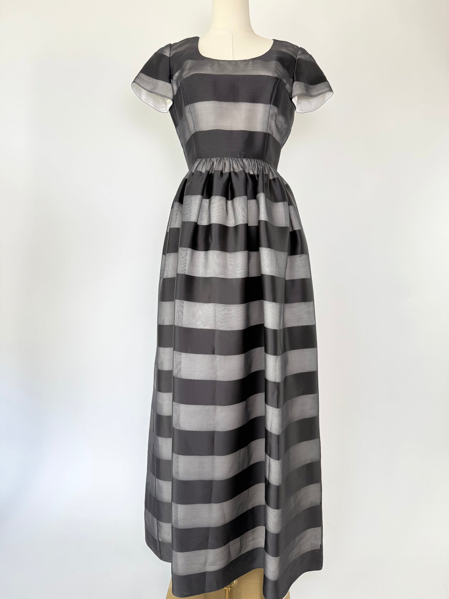 Vintage Eric Gaskins Sheer Black Stripe Dress
