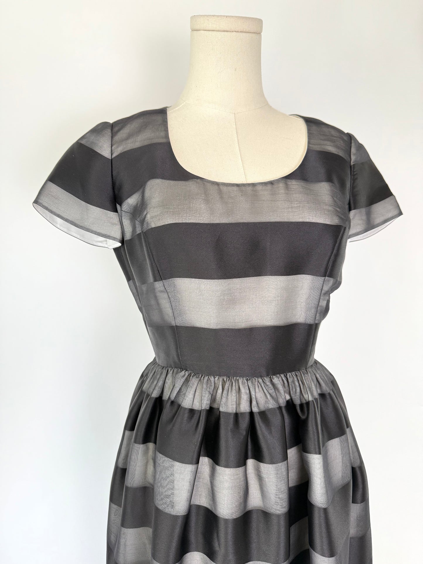 Vintage Eric Gaskins Sheer Black Stripe Dress