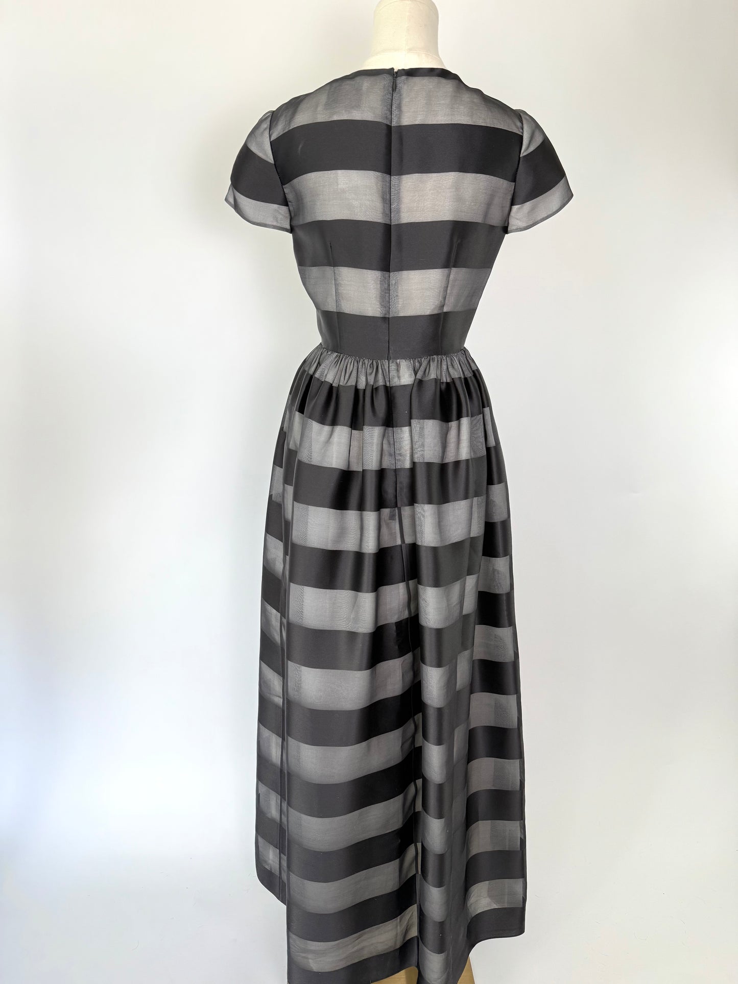 Vintage Eric Gaskins Sheer Black Stripe Dress