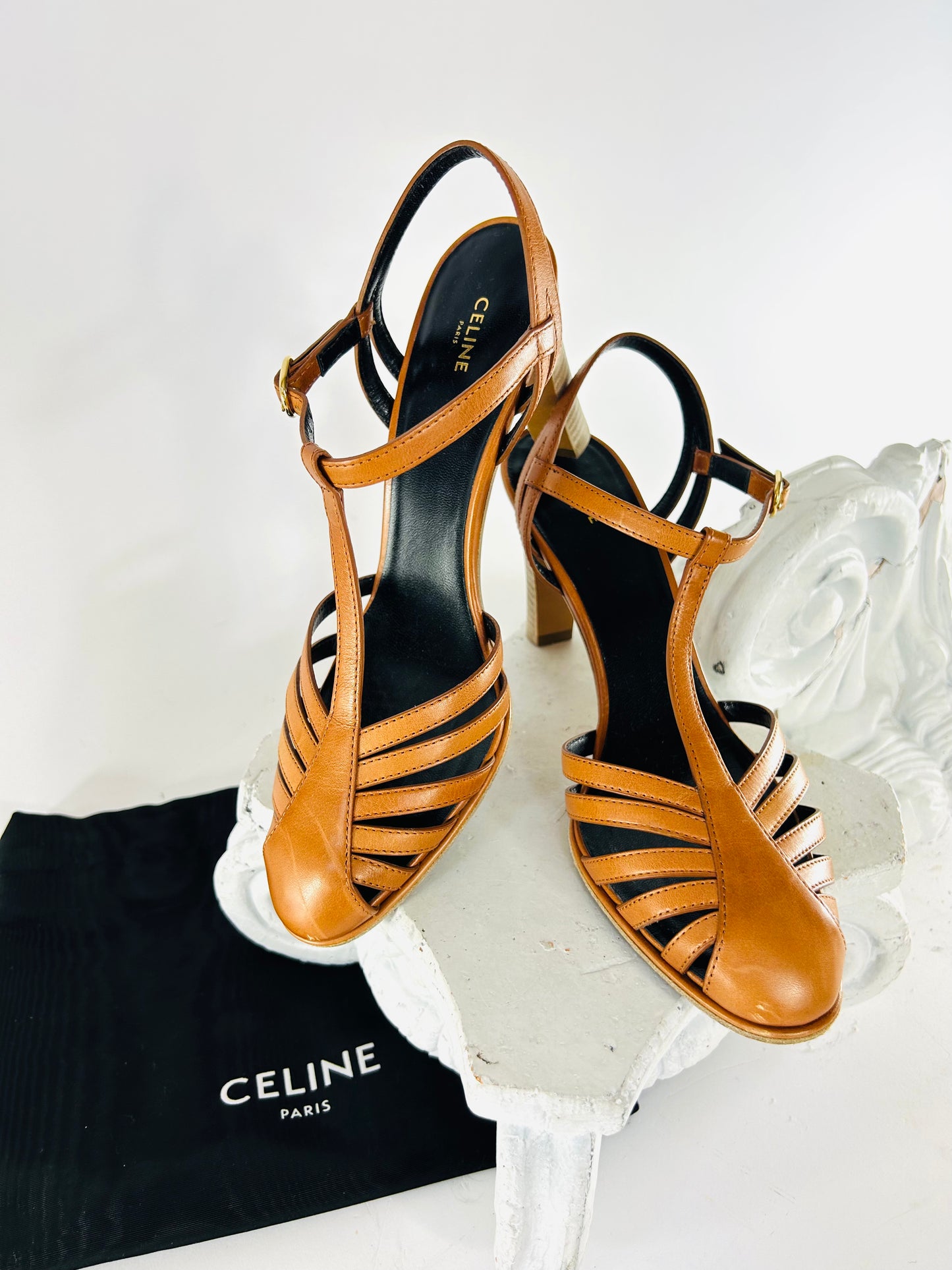 Celine T Strap Leather Heel