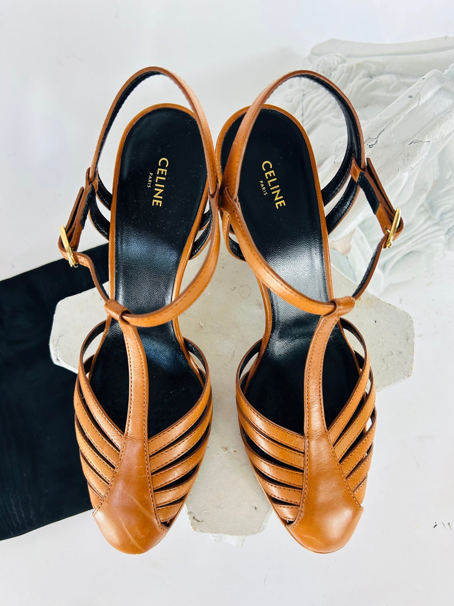 Celine T Strap Leather Heel