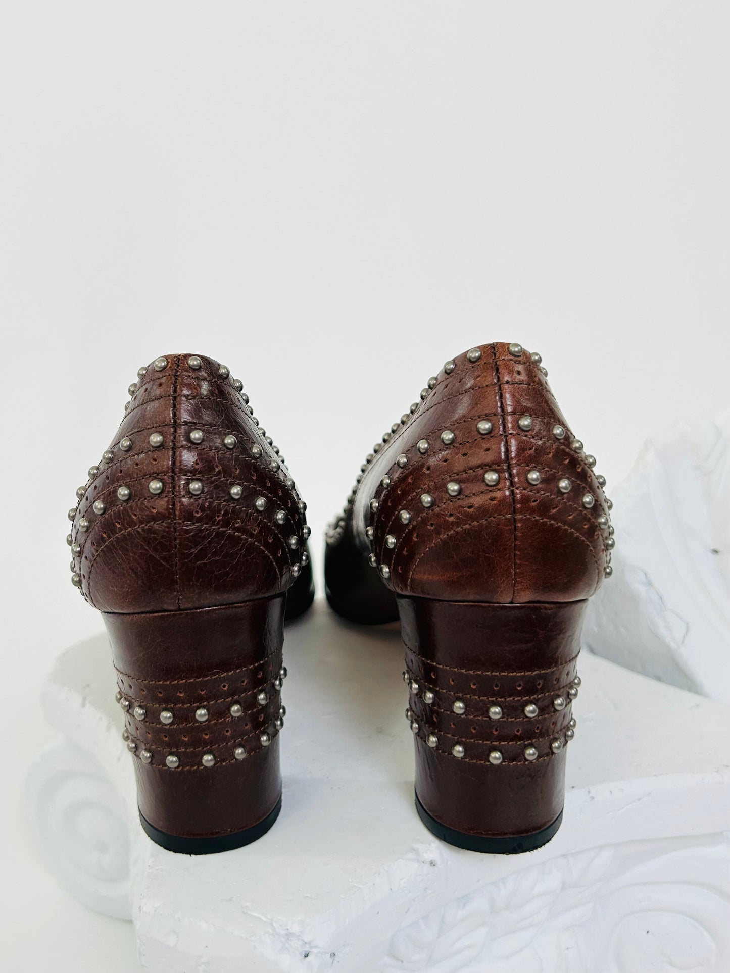Prada Brown Studded Heels