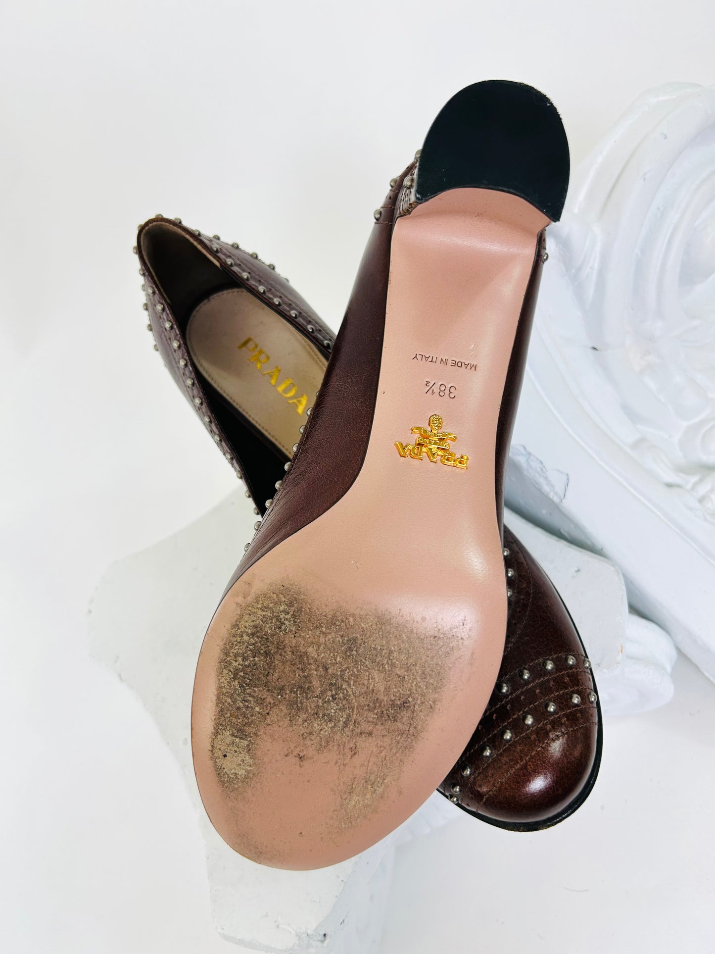 Prada Brown Studded Heels