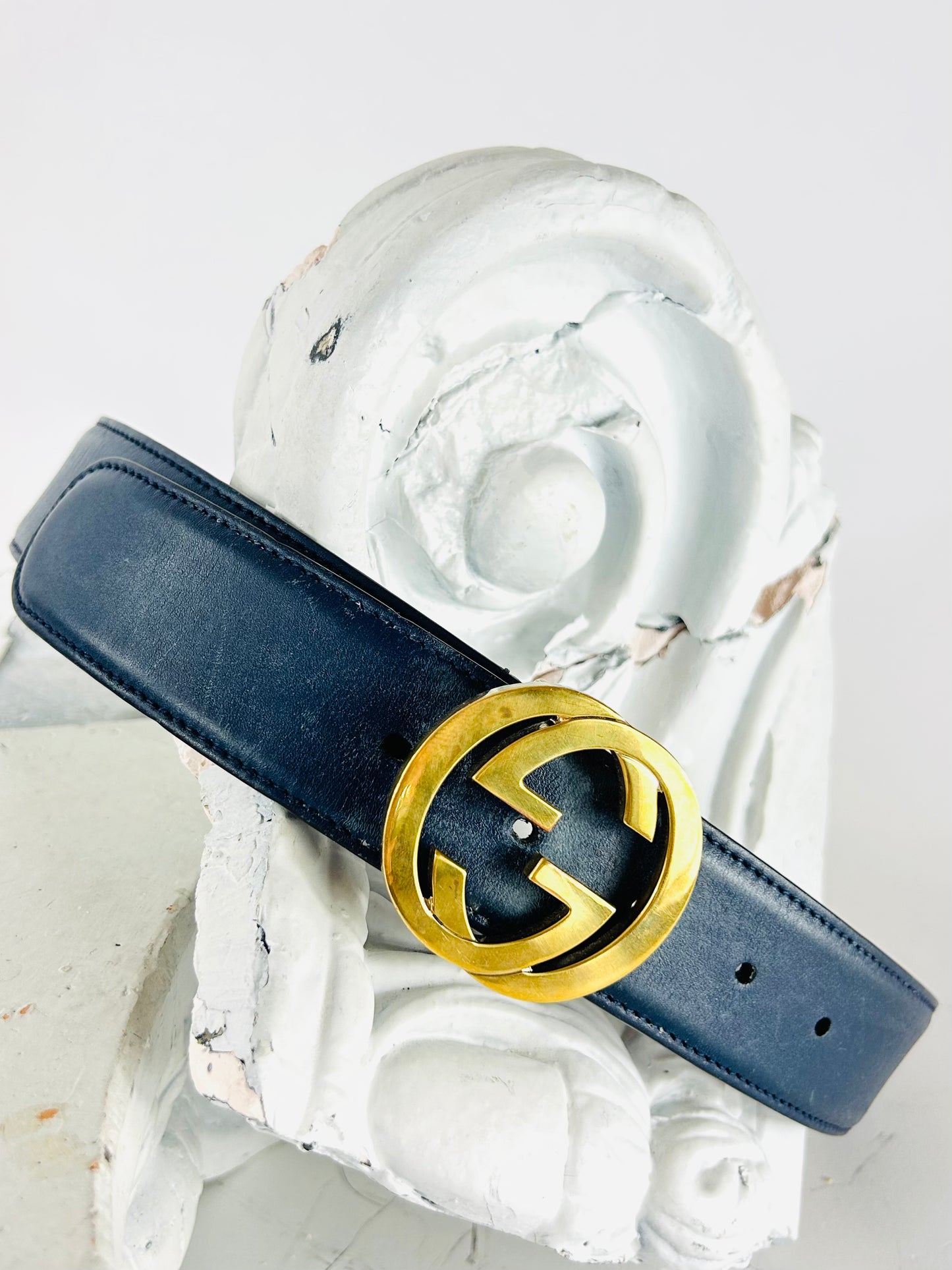 Navy Gucci Belt