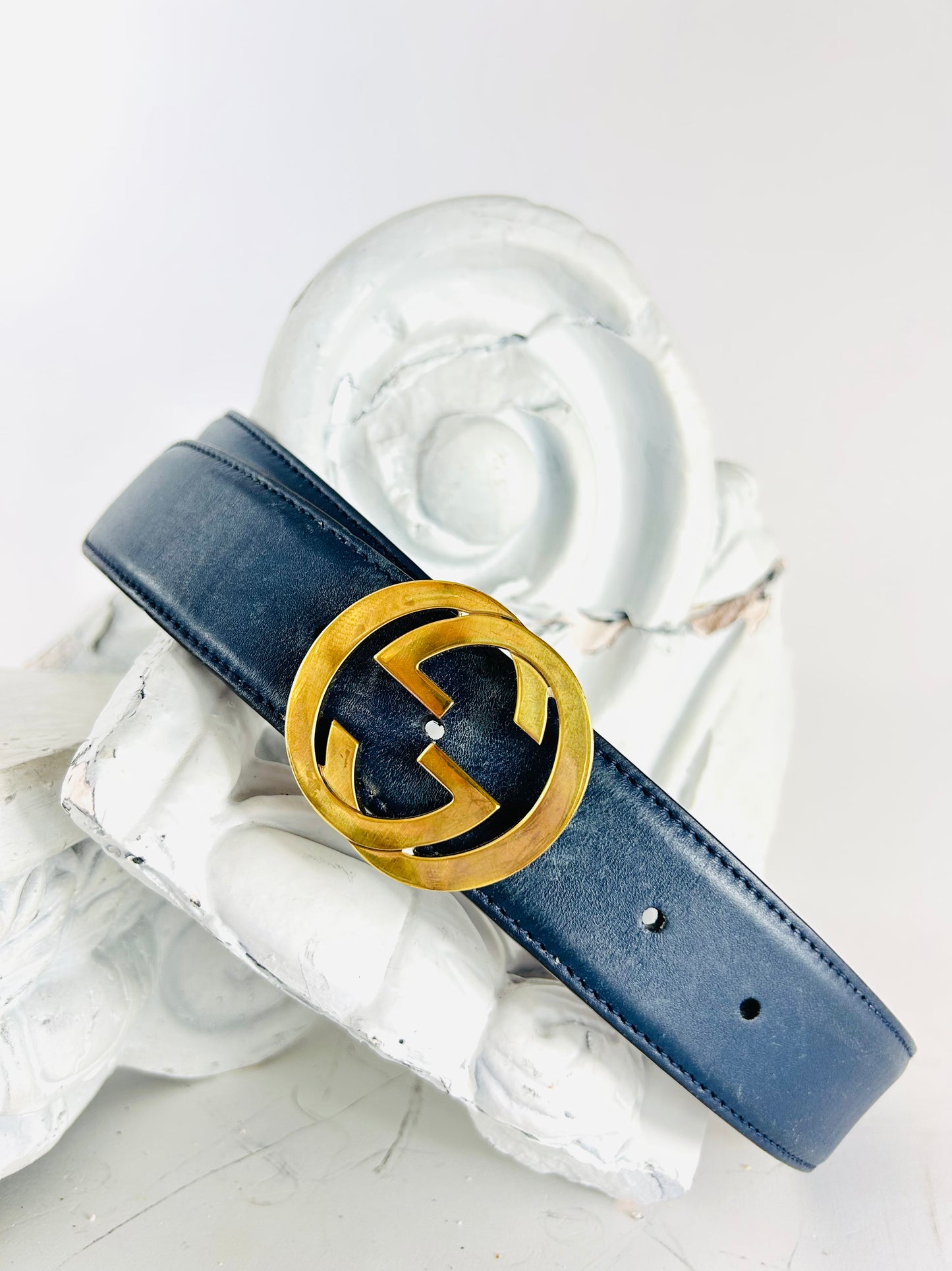 Navy Gucci Belt