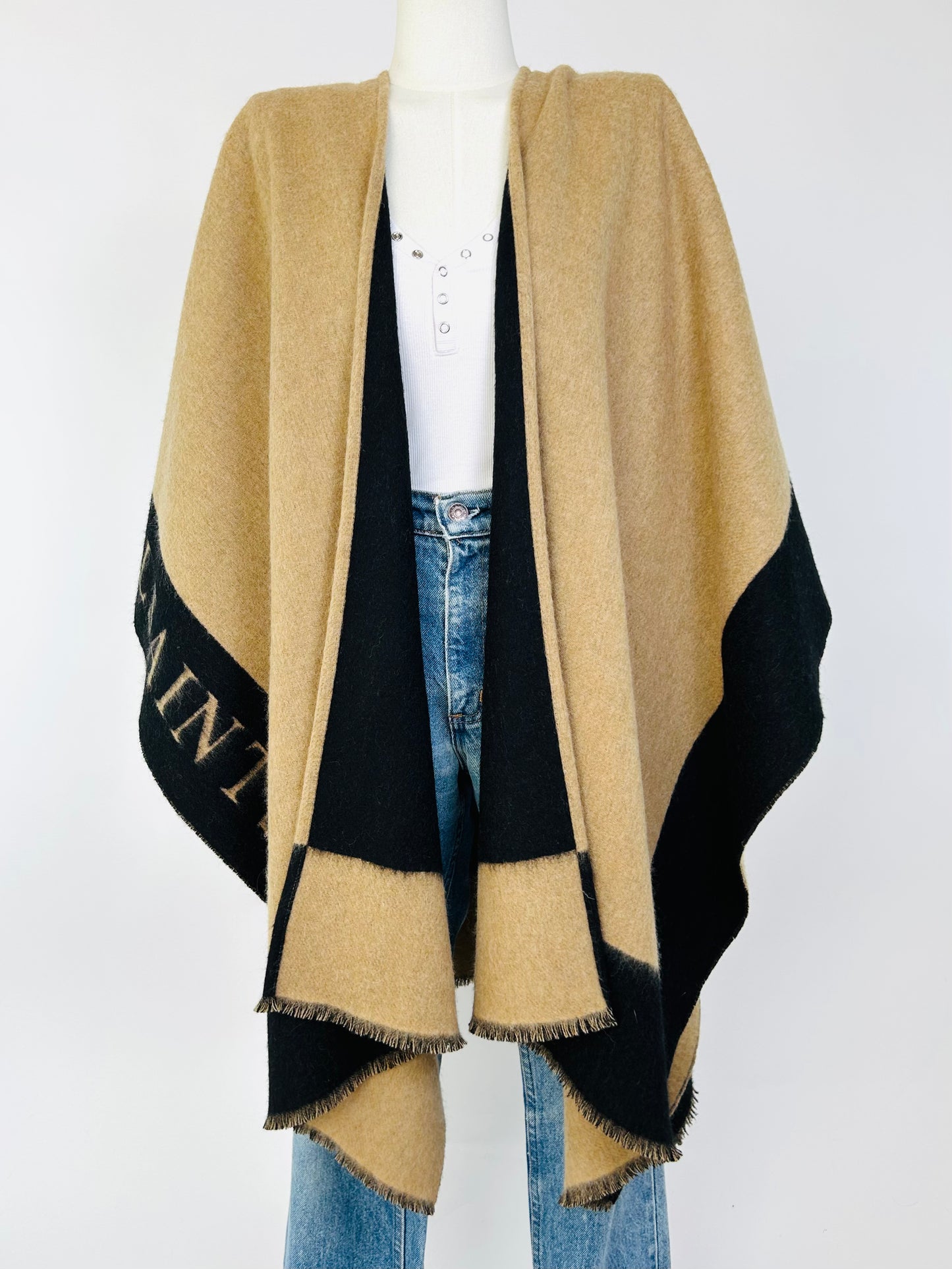 All Saints Black and Camel Cape